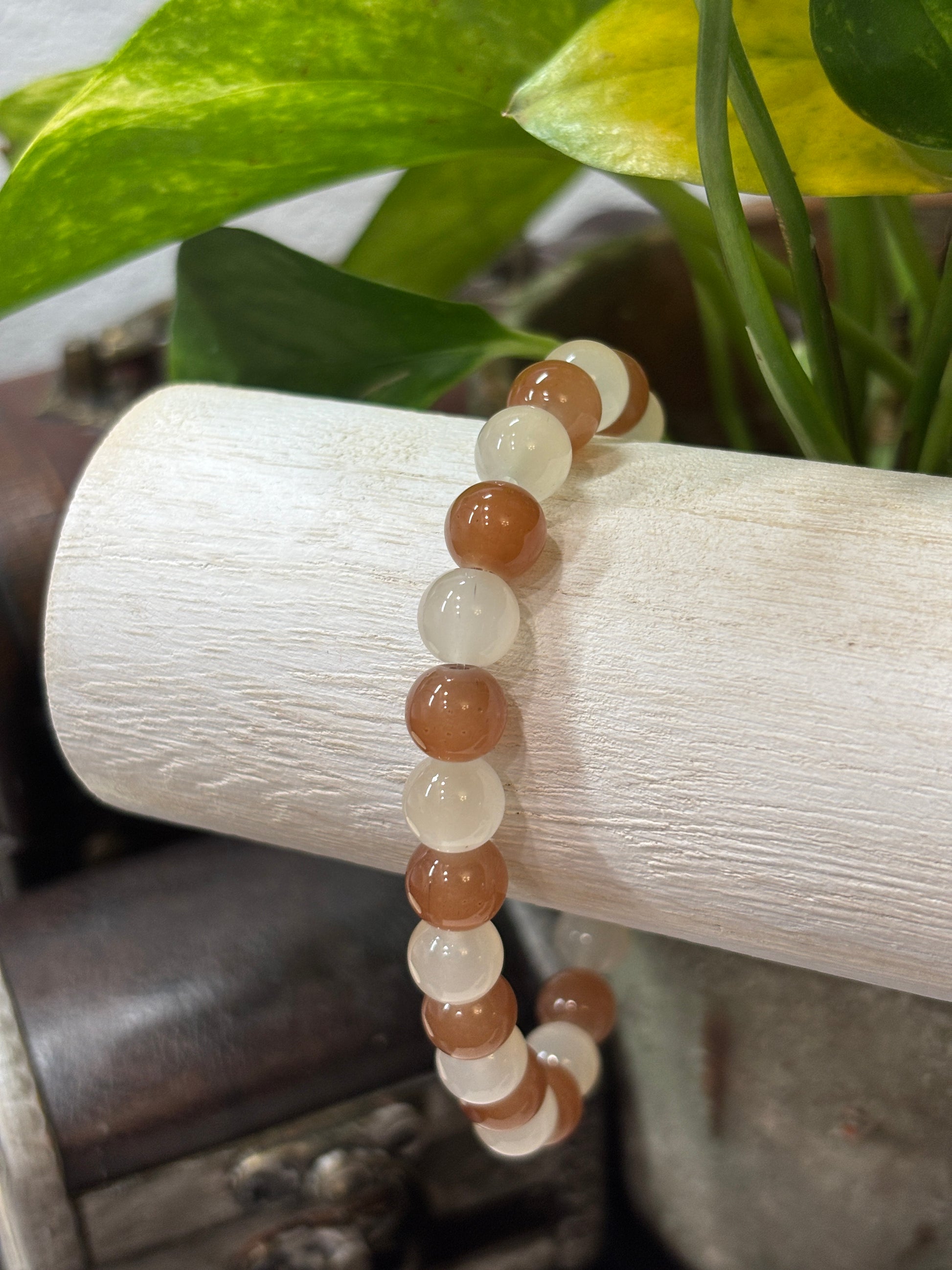 Tawny  Handmade Glass Beaded Stretch Bracelet - 1