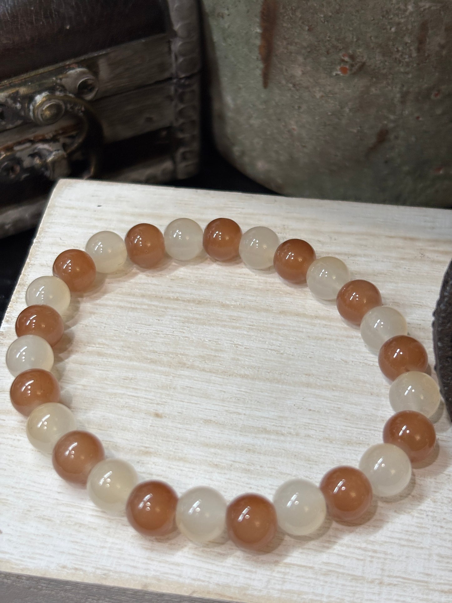 Tawny  Handmade Glass Beaded Stretch Bracelet - 4