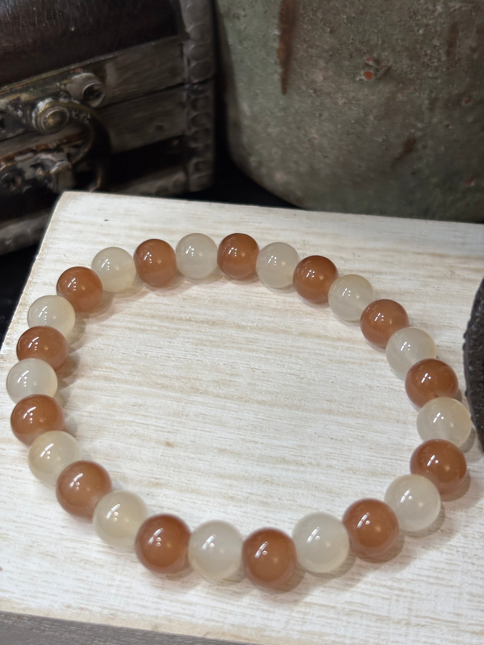 Tawny  Handmade Glass Beaded Stretch Bracelet - 4