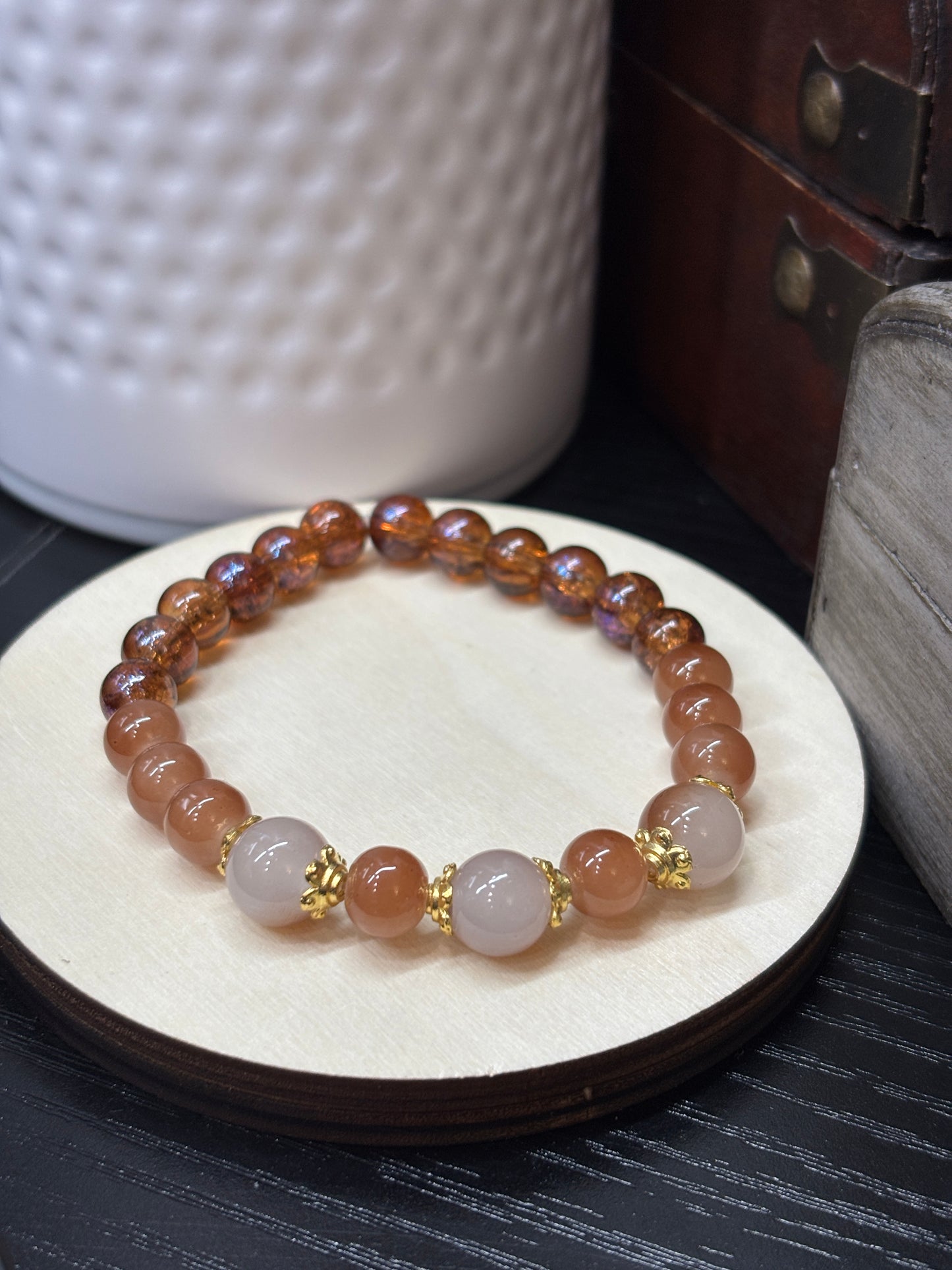 "Aria" - Handmade Glass Beaded Stretch Bracelet