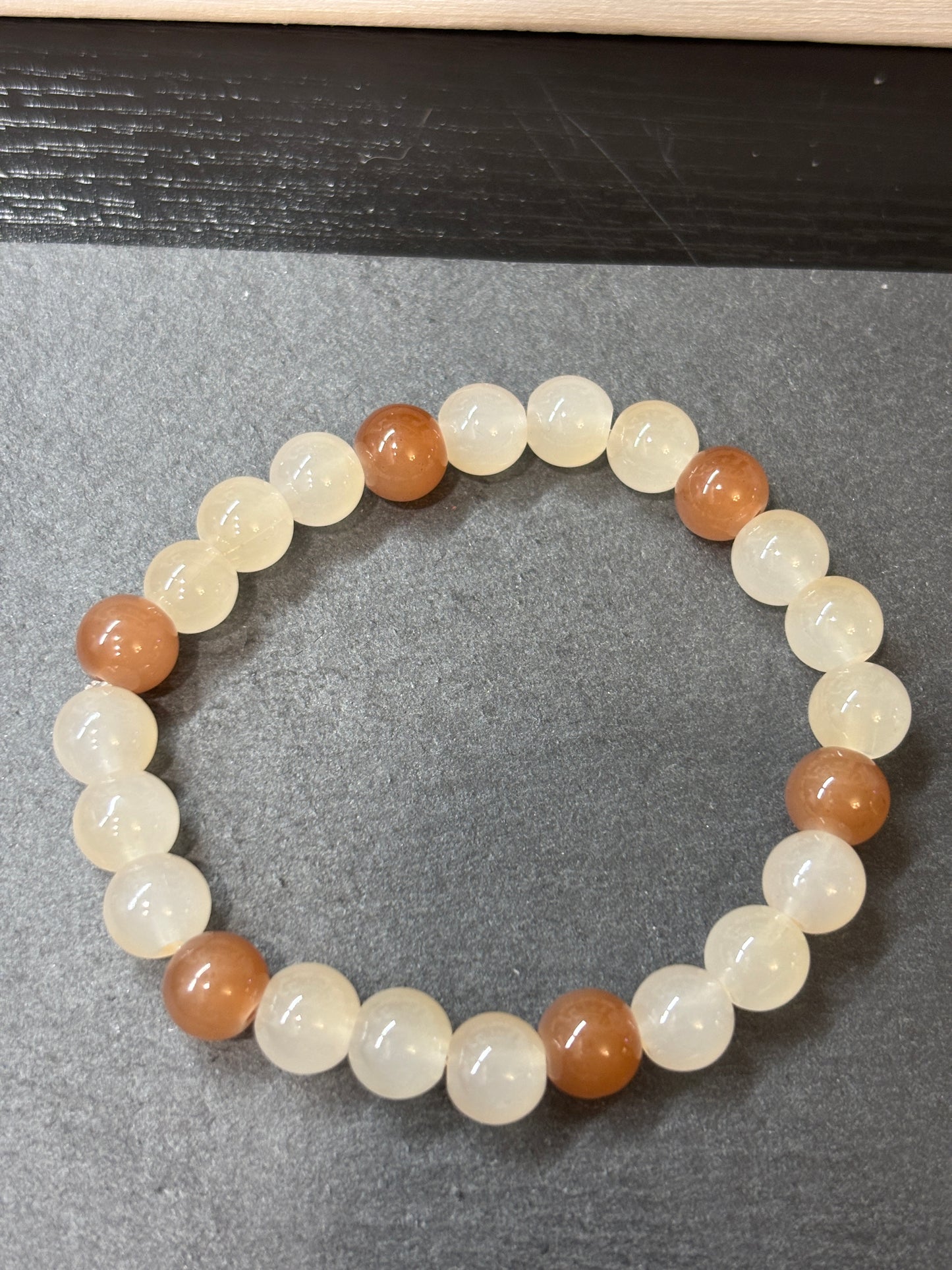 "Tawny IIII" - Handmade Glass Beaded Stretch Bracelet