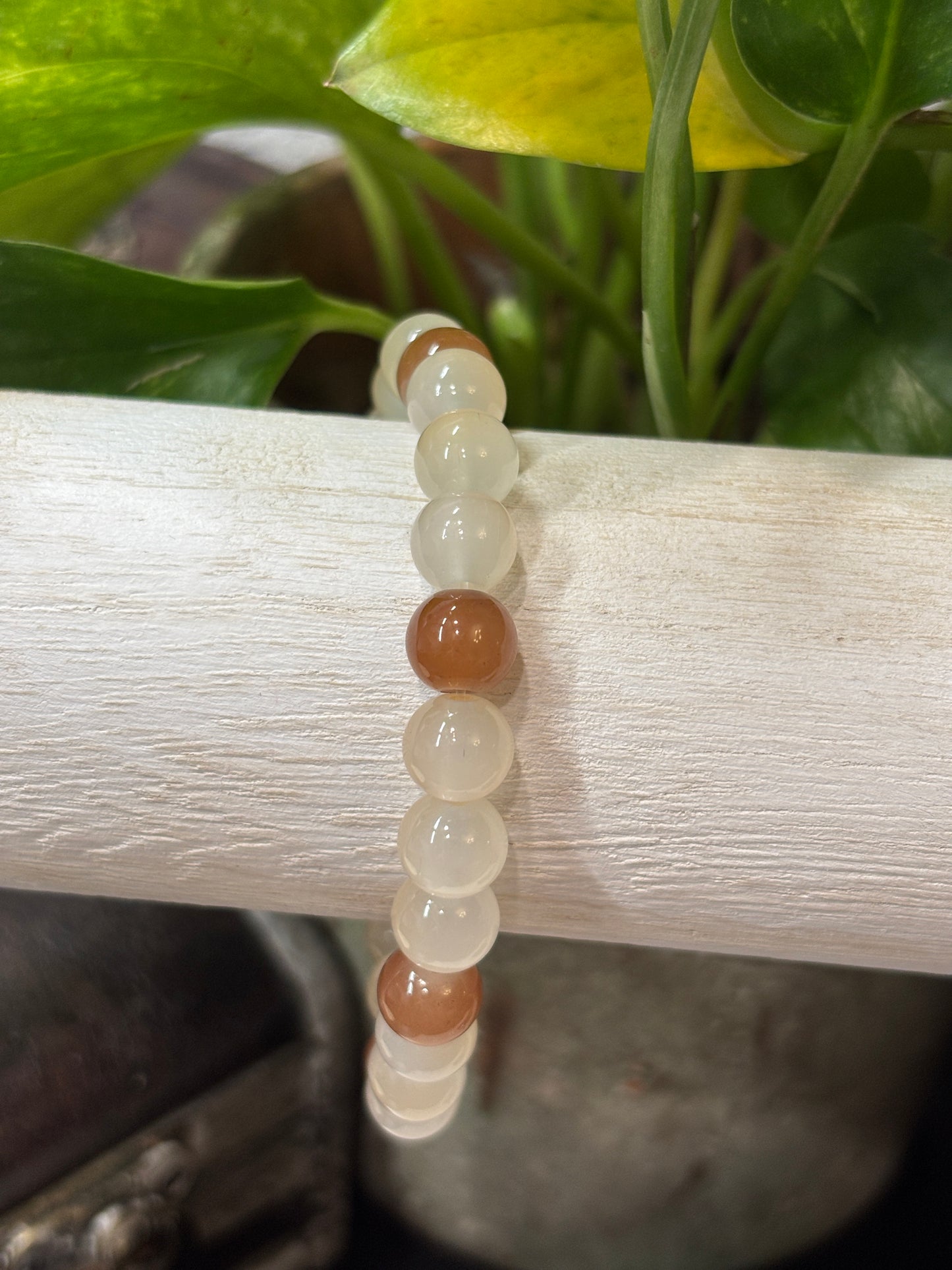 "Tawny IIII" - Handmade Glass Beaded Stretch Bracelet