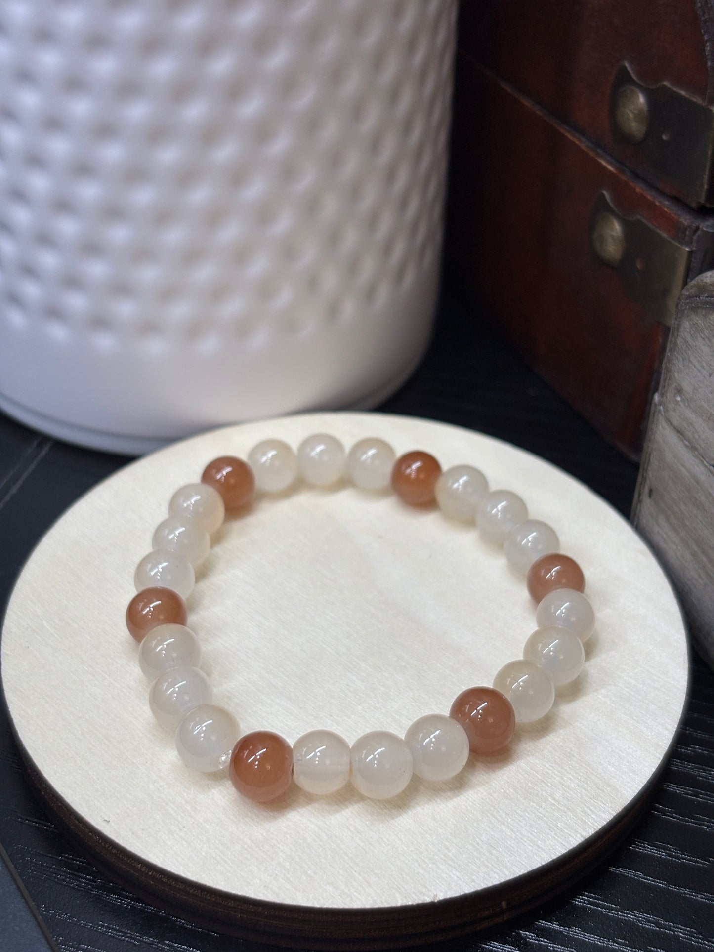 "Tawny IIII" - Handmade Glass Beaded Stretch Bracelet