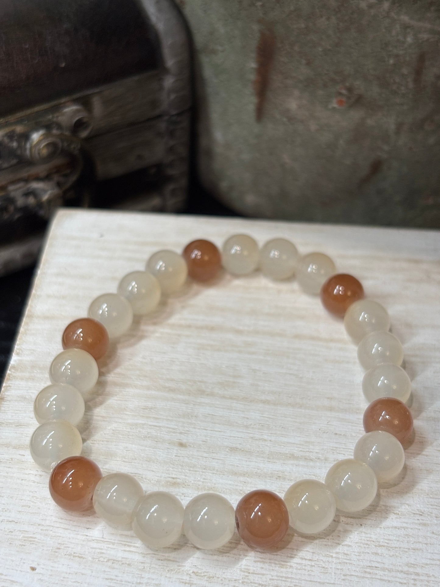 "Tawny IIII" - Handmade Glass Beaded Stretch Bracelet