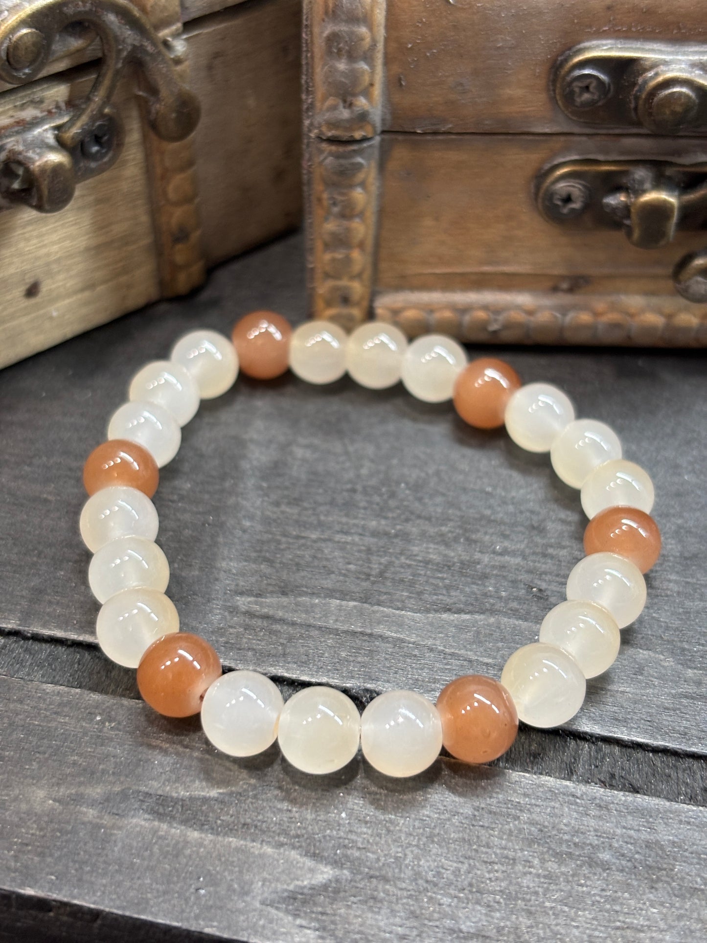 "Tawny IIII" - Handmade Glass Beaded Stretch Bracelet