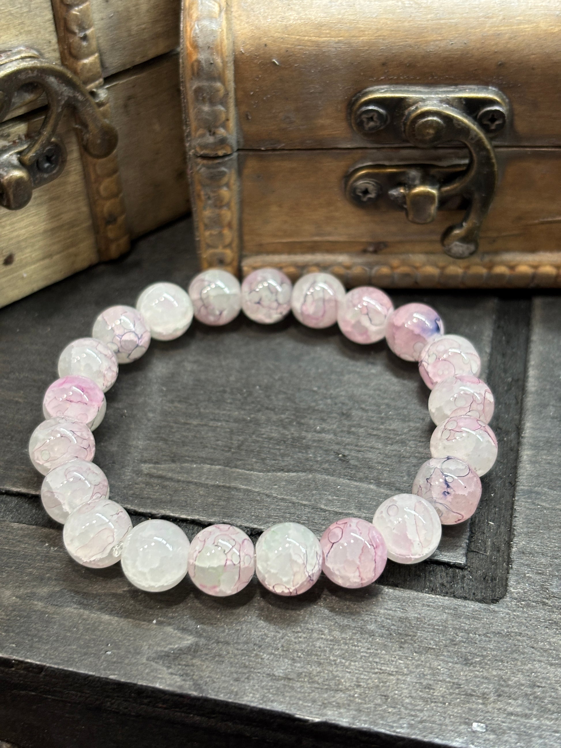 Victoria  Handmade Glass Beaded Stretch Bracelet - 3