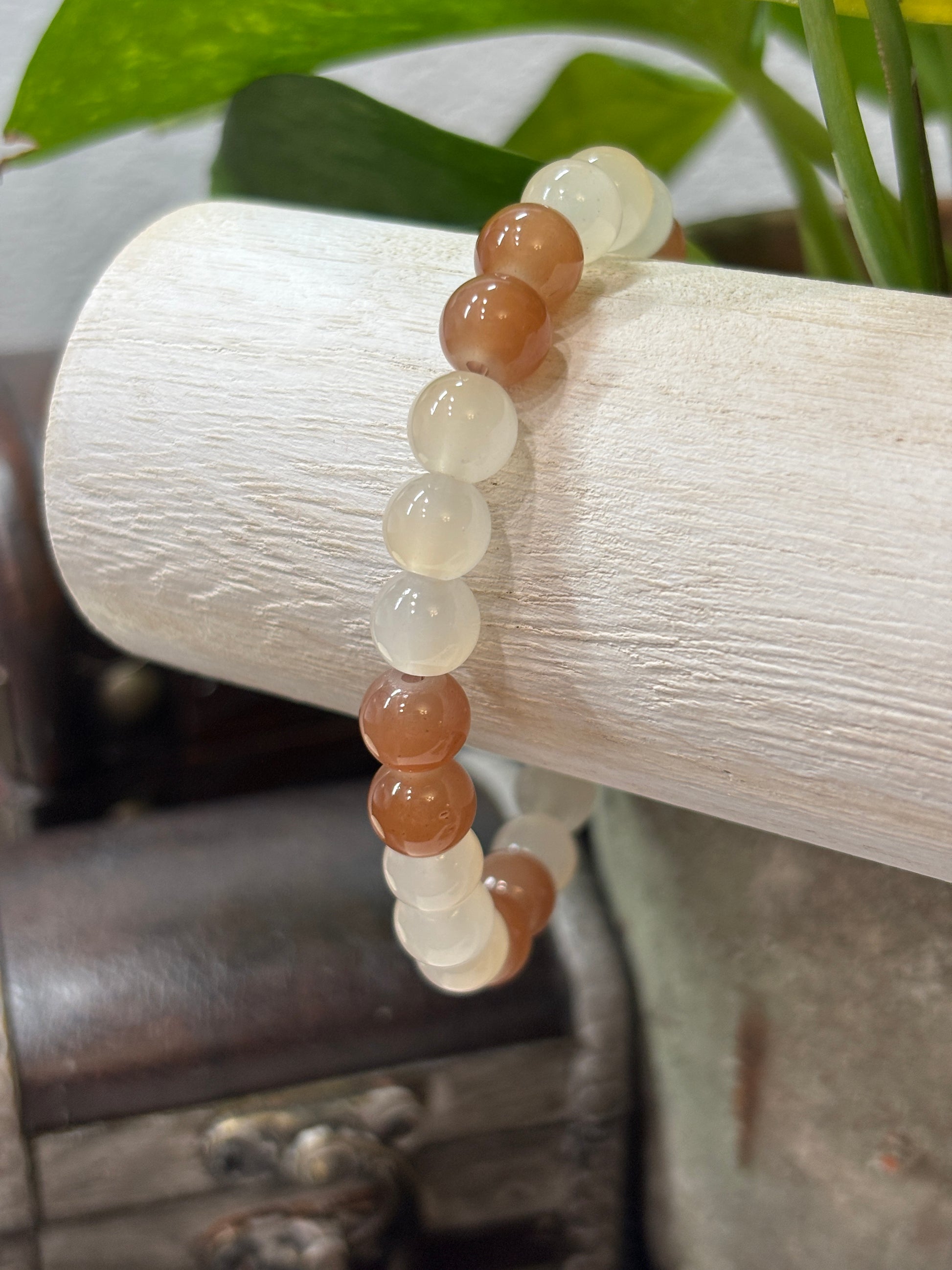 Tawny II  Handmade Glass Beaded Stretch Bracelet - 1