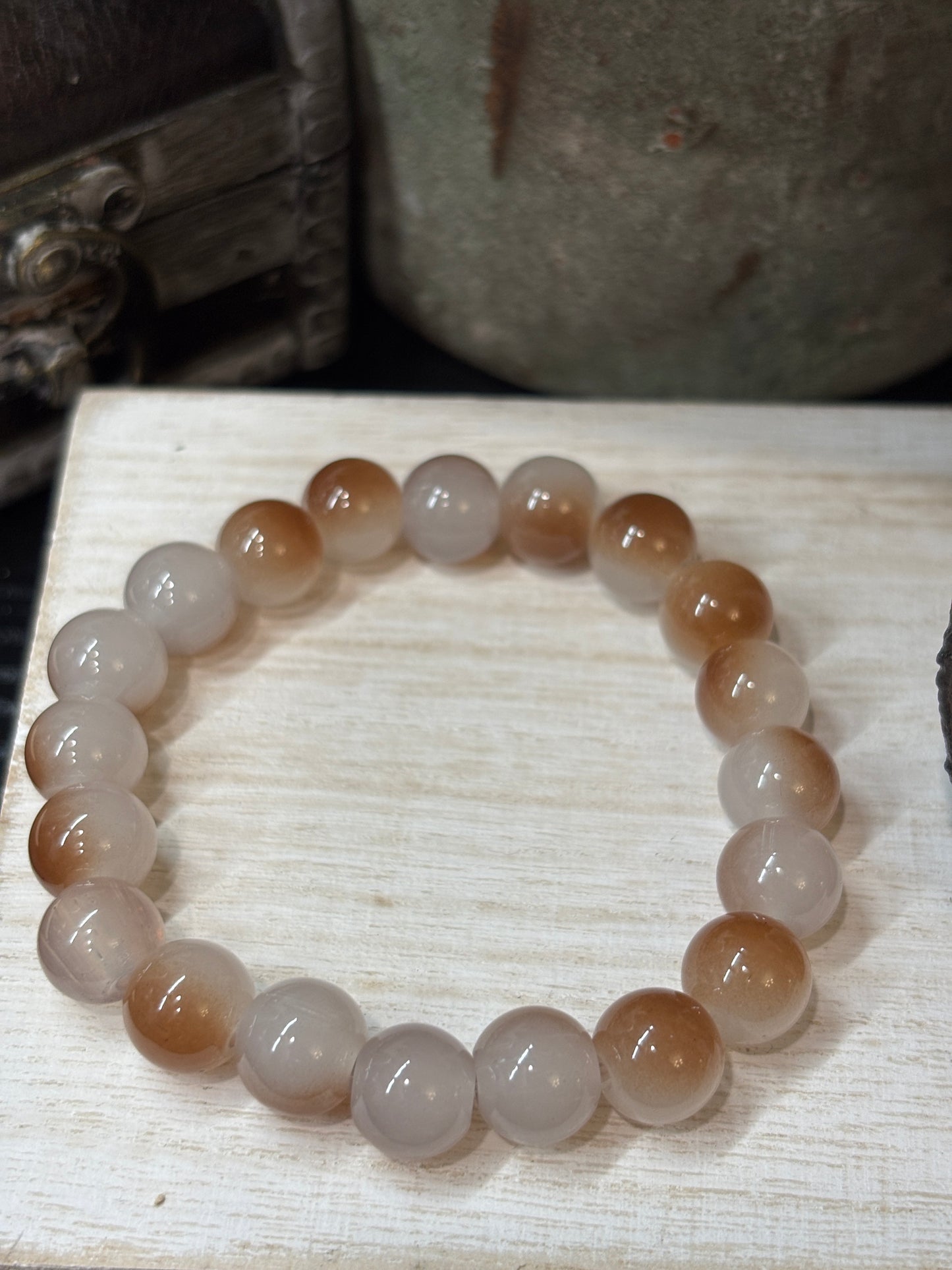 "Sandy" - Handmade Glass Beaded Stretch Bracelet