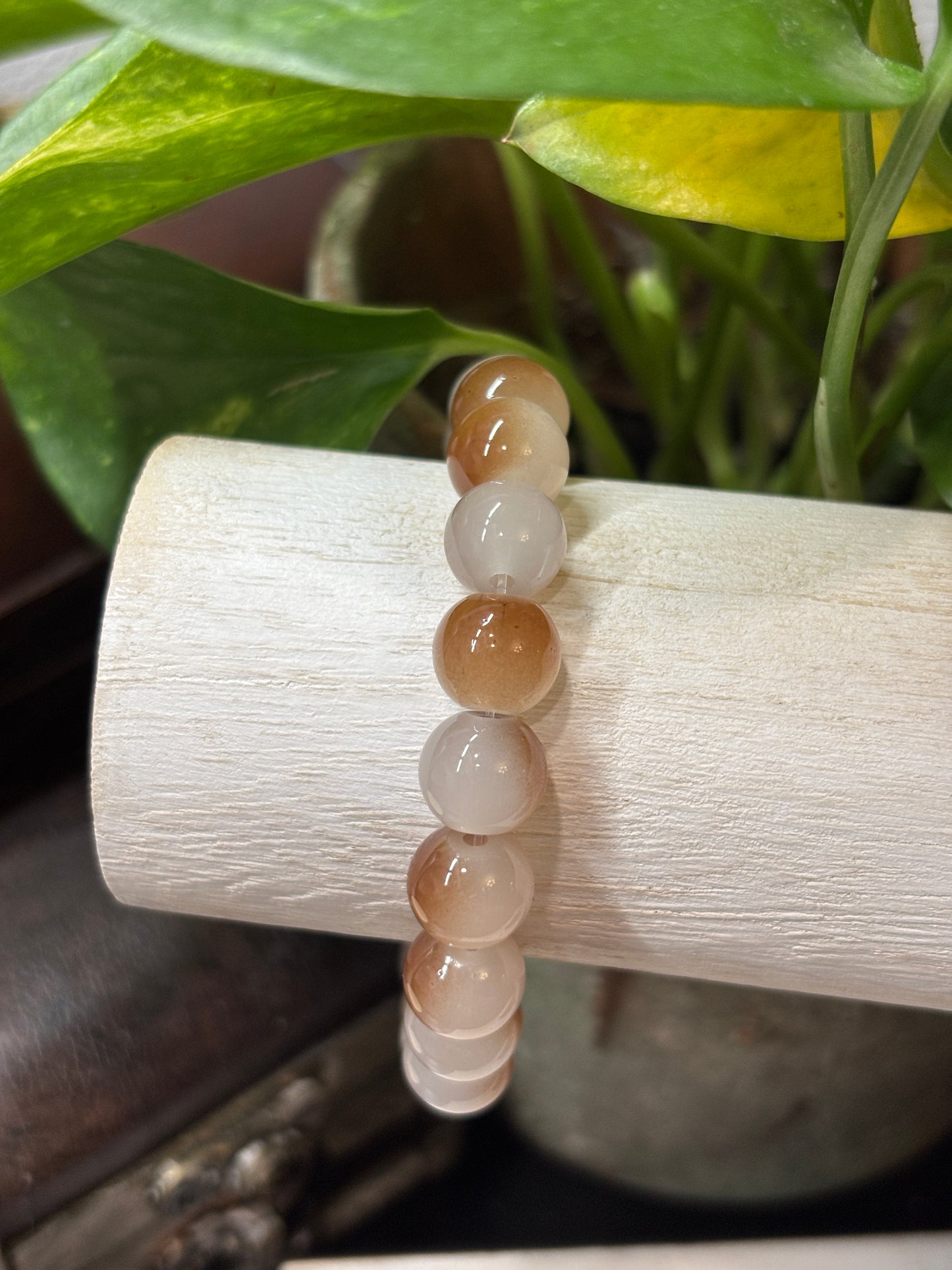 "Sandy" - Handmade Glass Beaded Stretch Bracelet