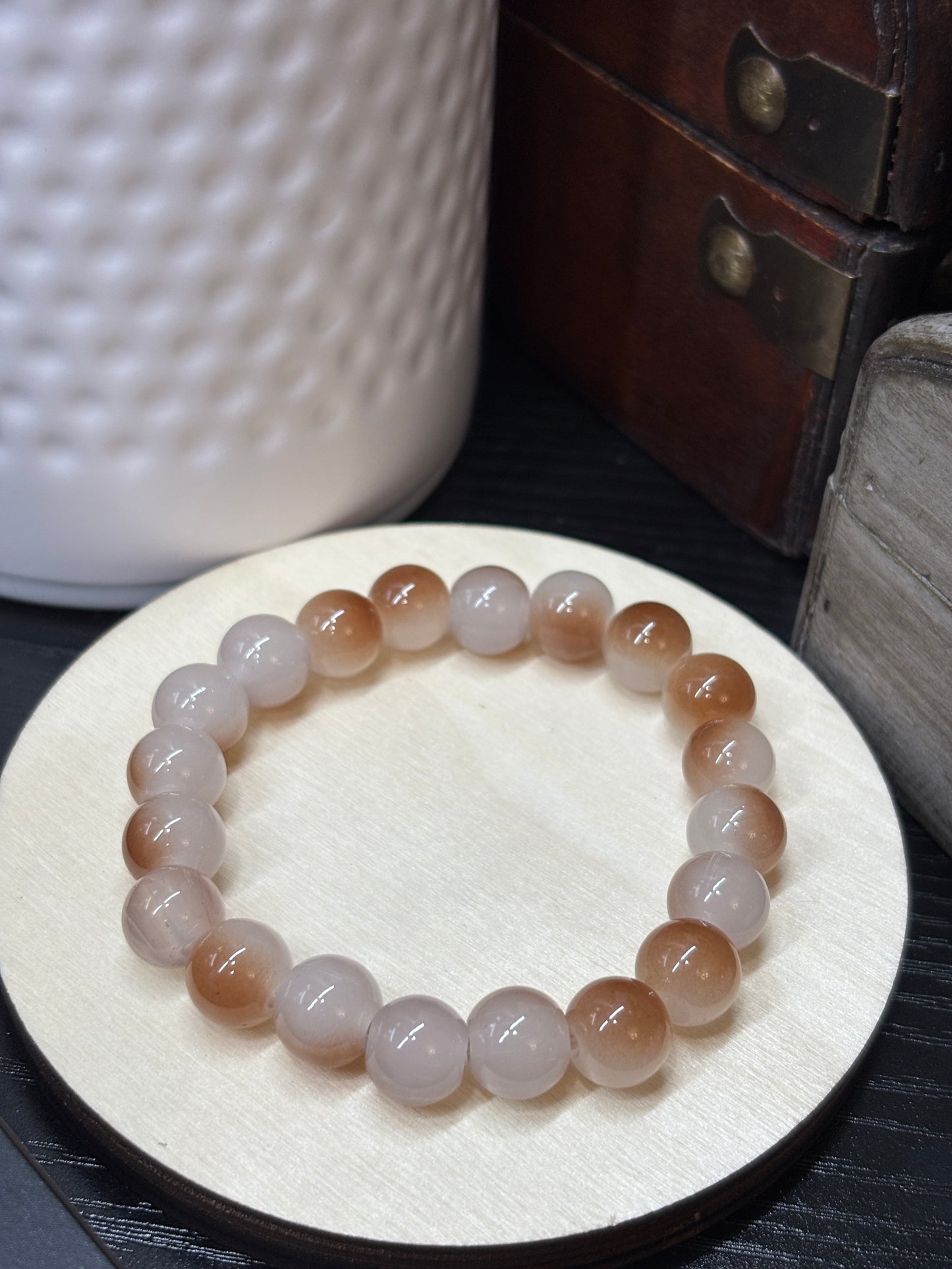 "Sandy" - Handmade Glass Beaded Stretch Bracelet