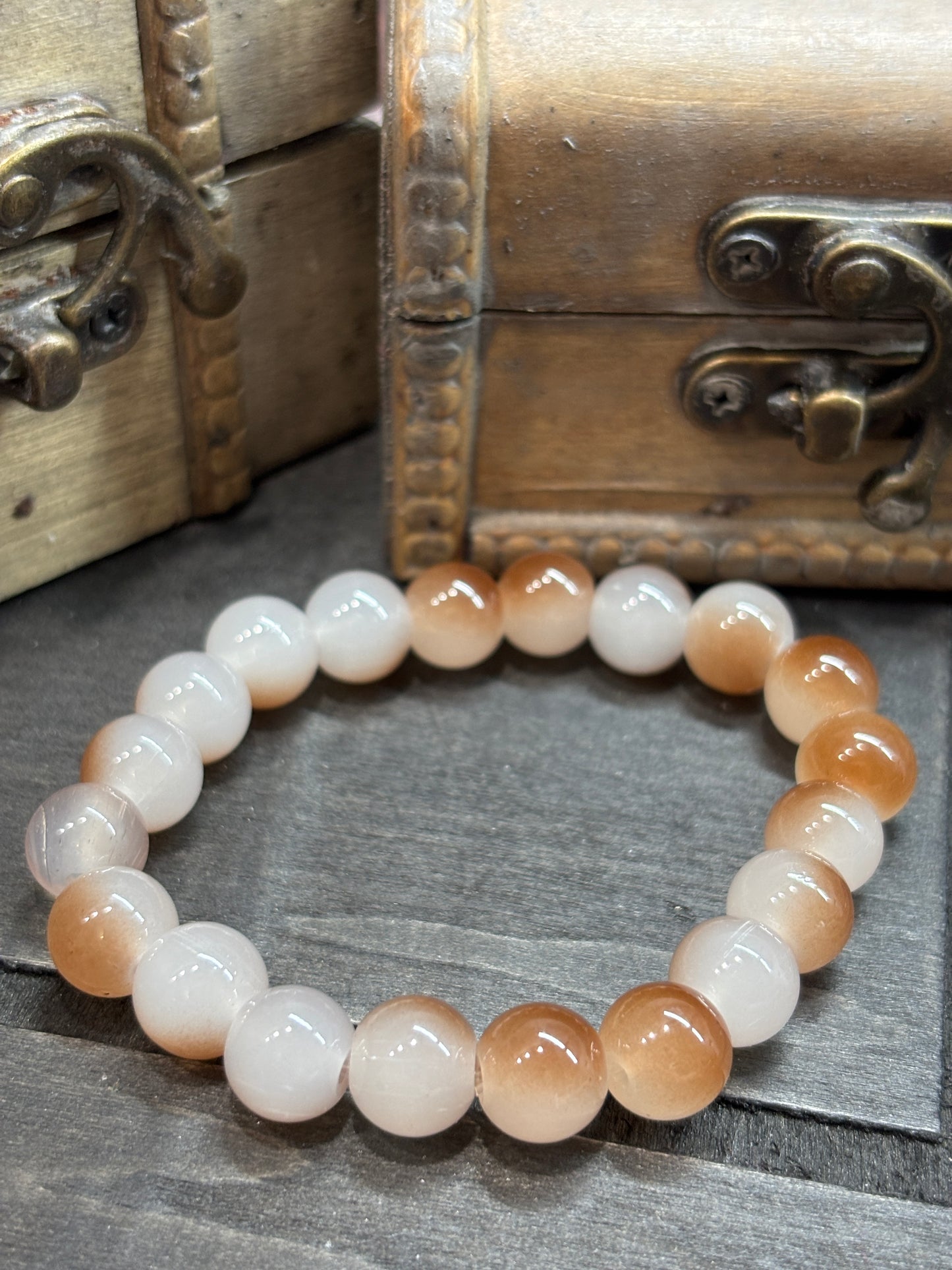 "Sandy" - Handmade Glass Beaded Stretch Bracelet