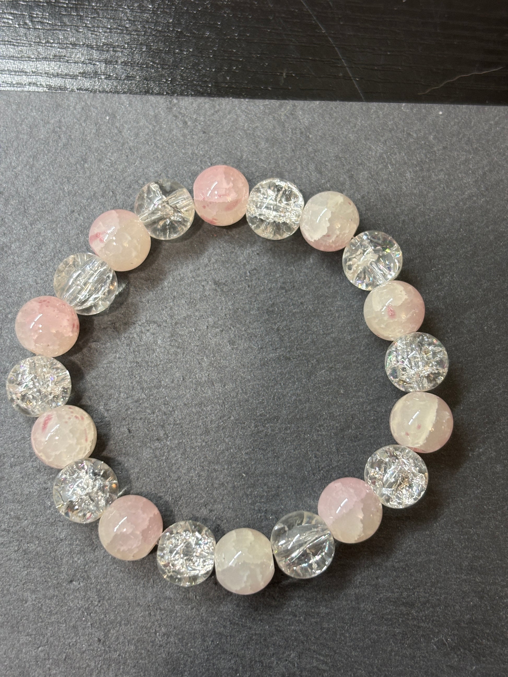 Melanie  Handmade Glass Beaded Stretch Bracelet - 4