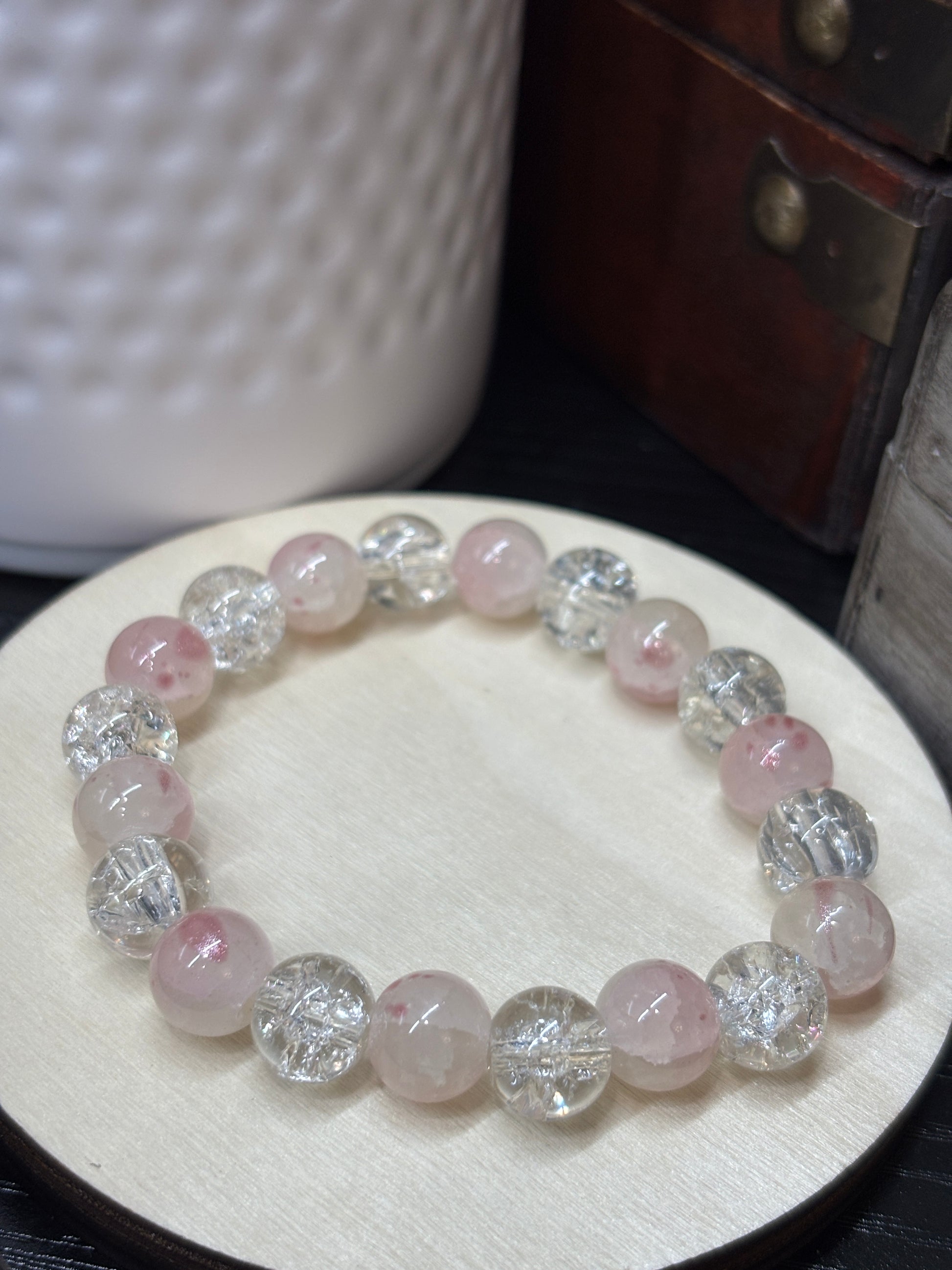 Melanie  Handmade Glass Beaded Stretch Bracelet - 2