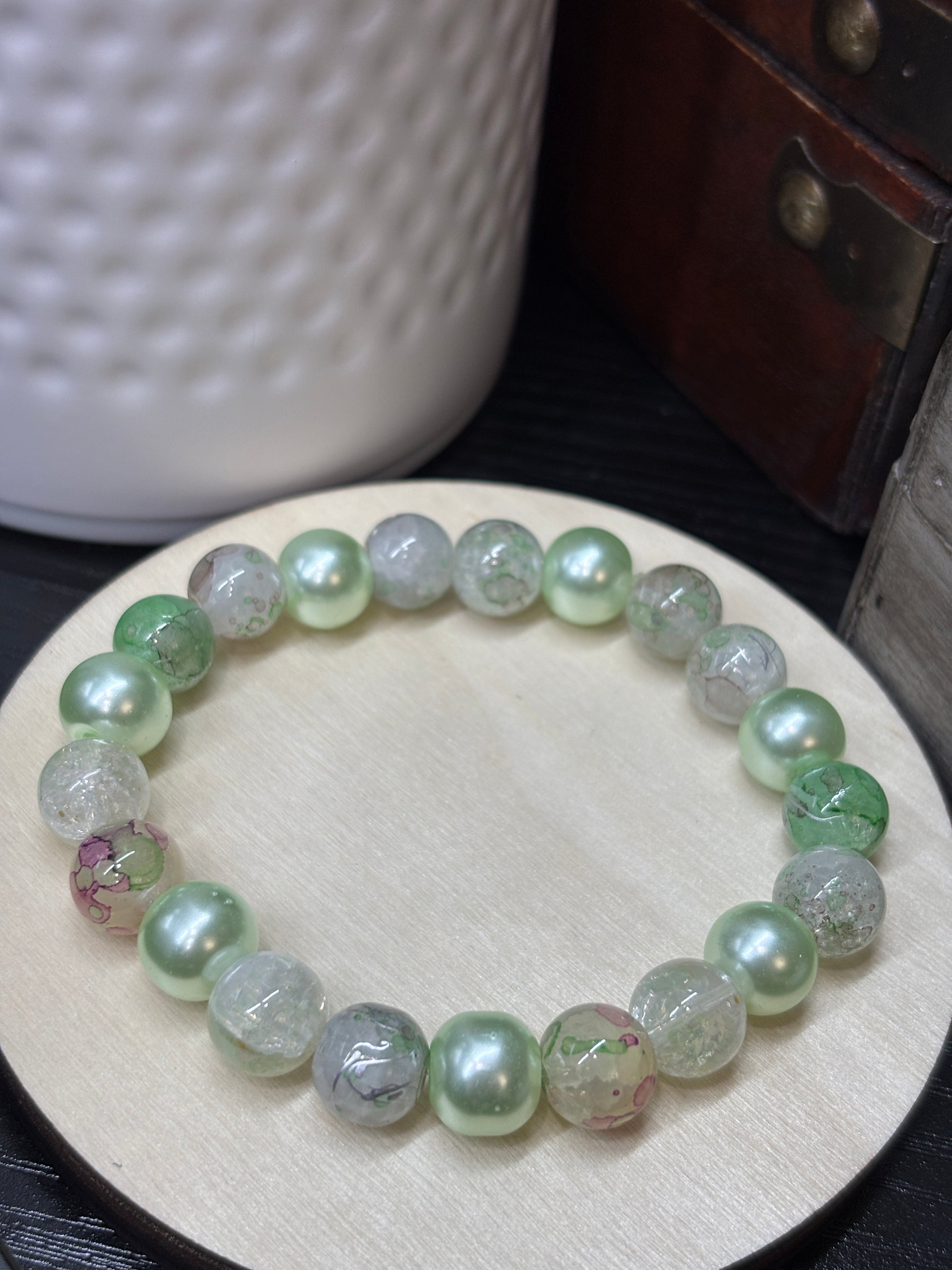 Tori  Handmade Glass Beaded Stretch Bracelet - 2