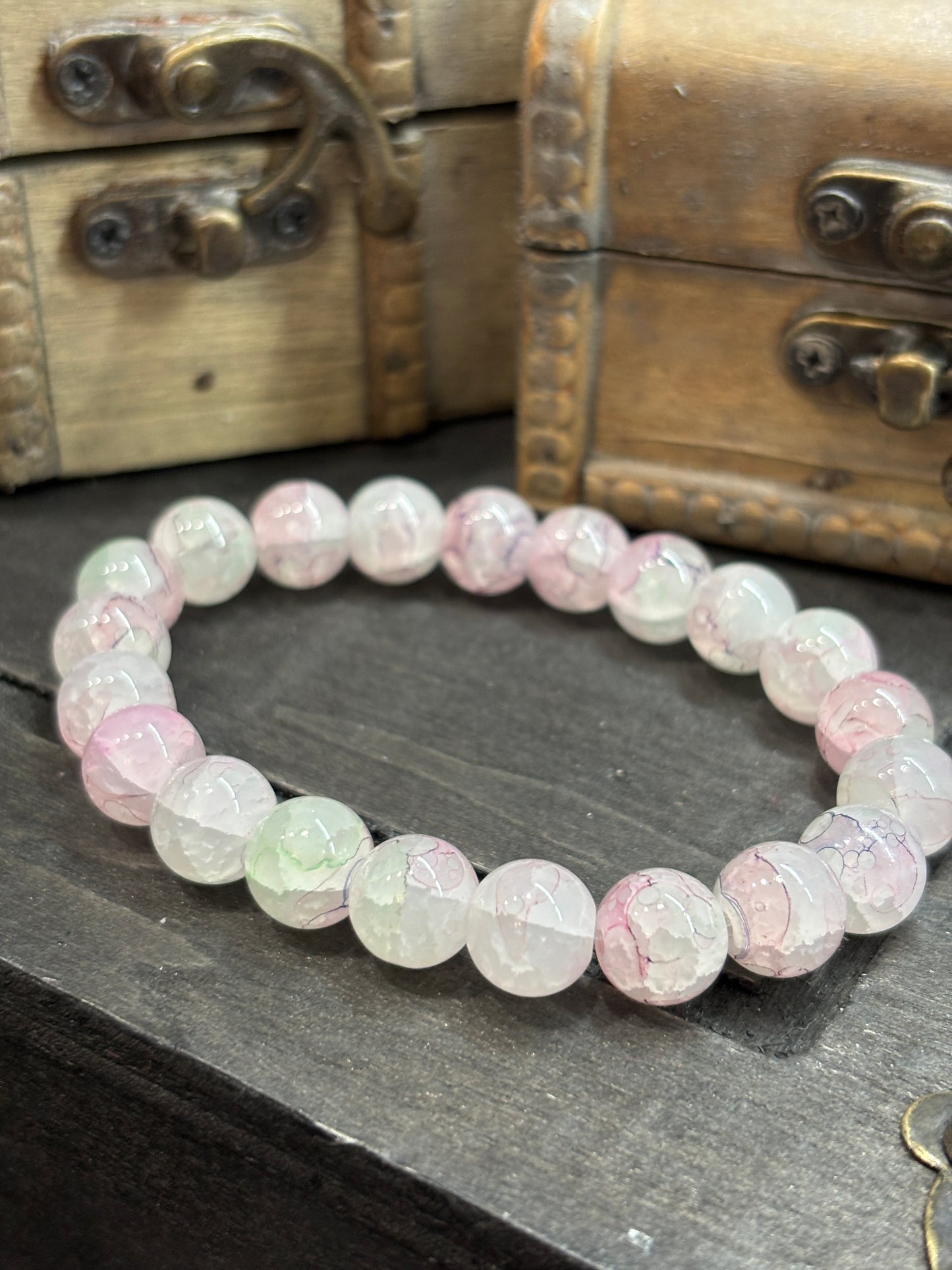 Victoria  Handmade Glass Beaded Stretch Bracelet - 5