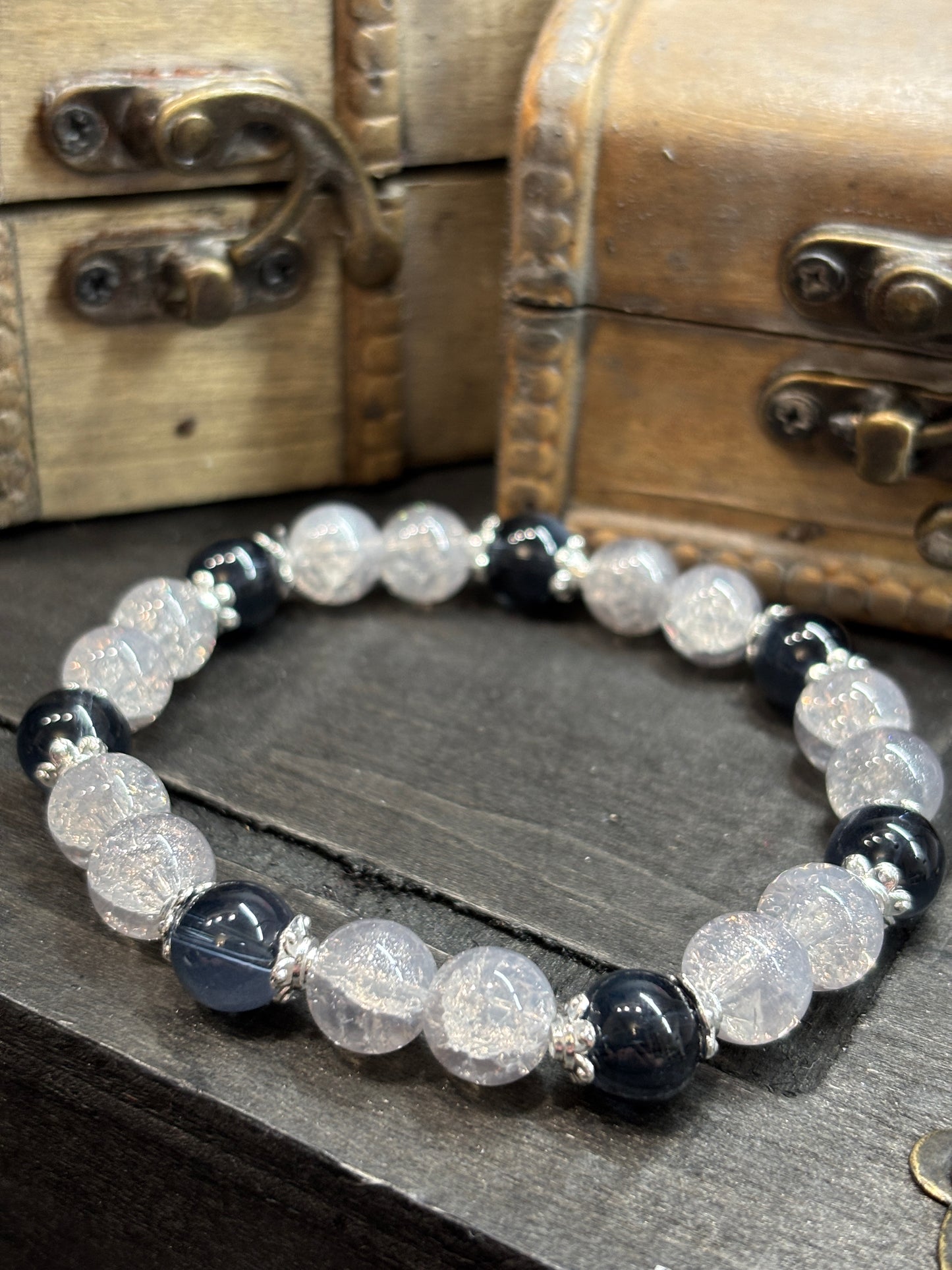 Grace III  Handmade Glass Beaded Stretch Bracelet - 2