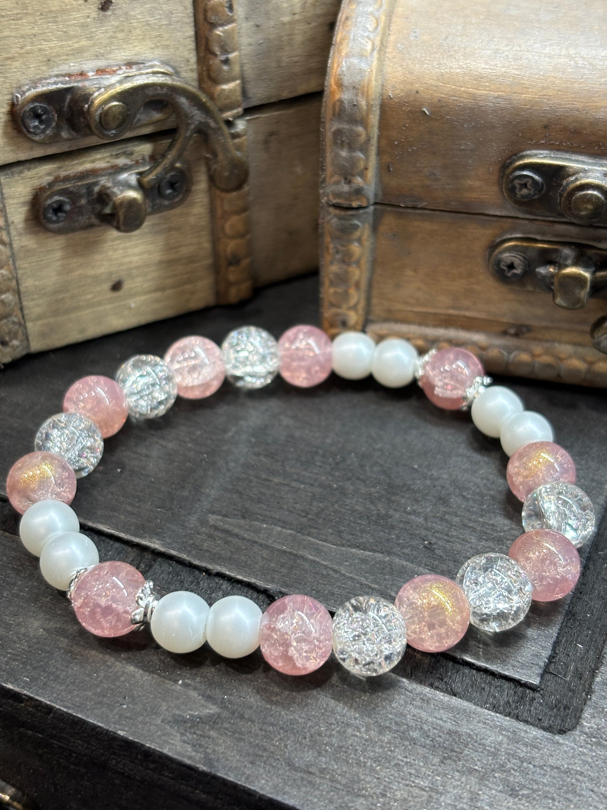Chloe  Handmade Glass Beaded Stretch Bracelet - 2