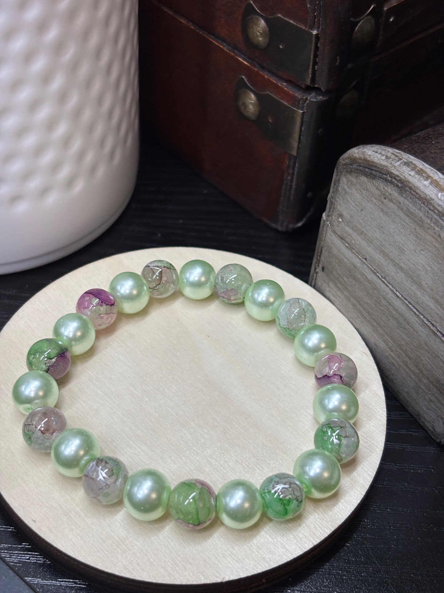 "Charlene" - Handmade Glass Beaded Stretch Bracelet
