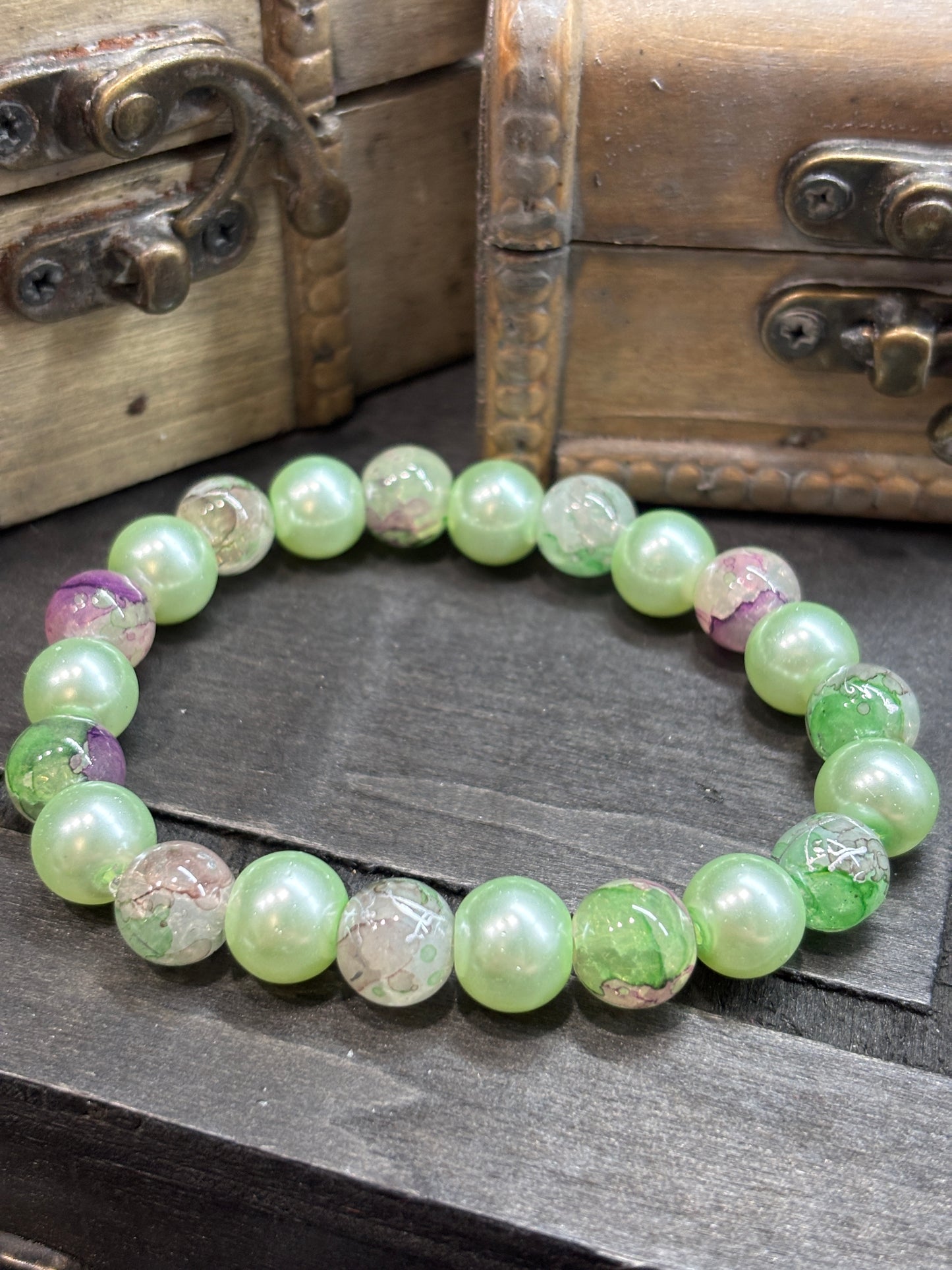 "Charlene" - Handmade Glass Beaded Stretch Bracelet