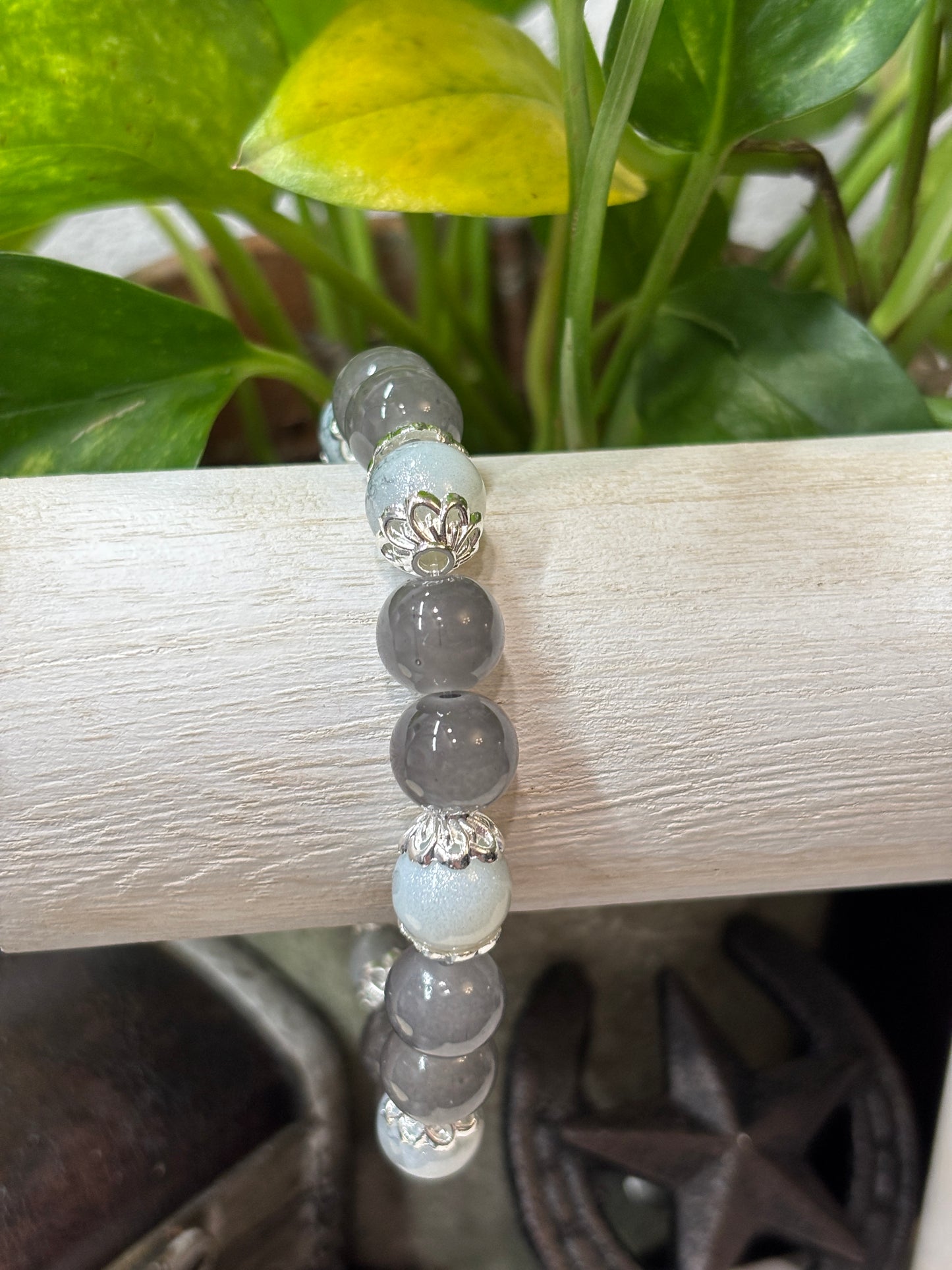 Grace  Handmade Glass Beaded Stretch Bracelet - 2