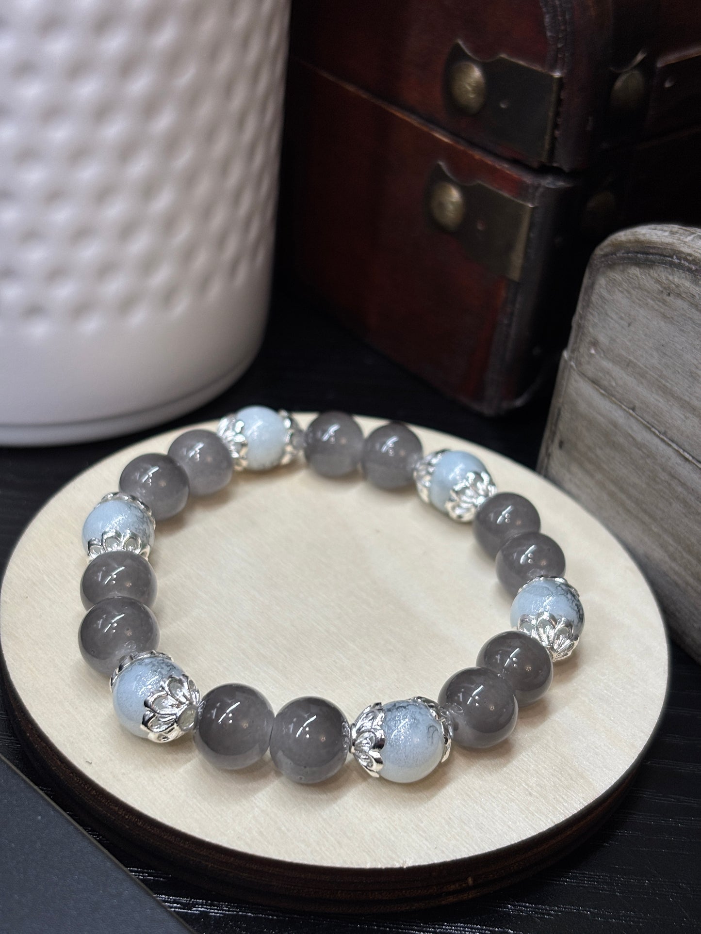 Grace  Handmade Glass Beaded Stretch Bracelet - 1