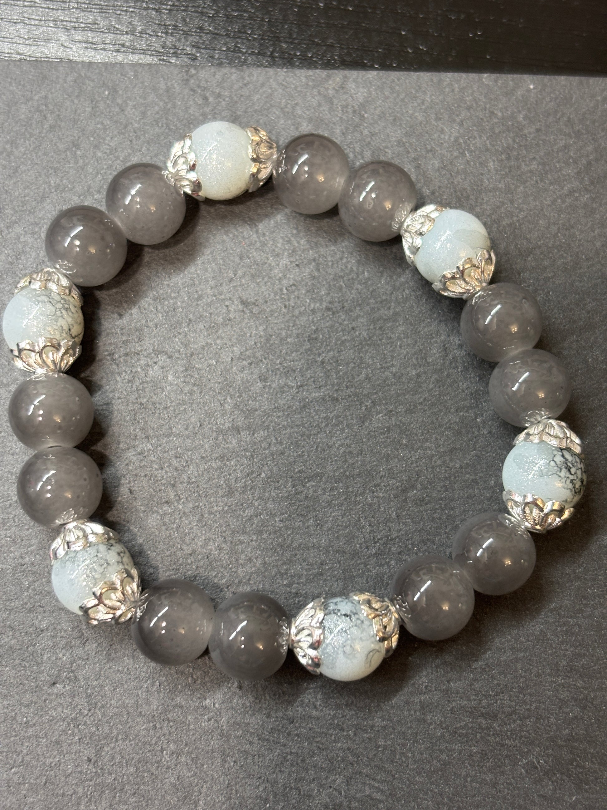Grace  Handmade Glass Beaded Stretch Bracelet - 4