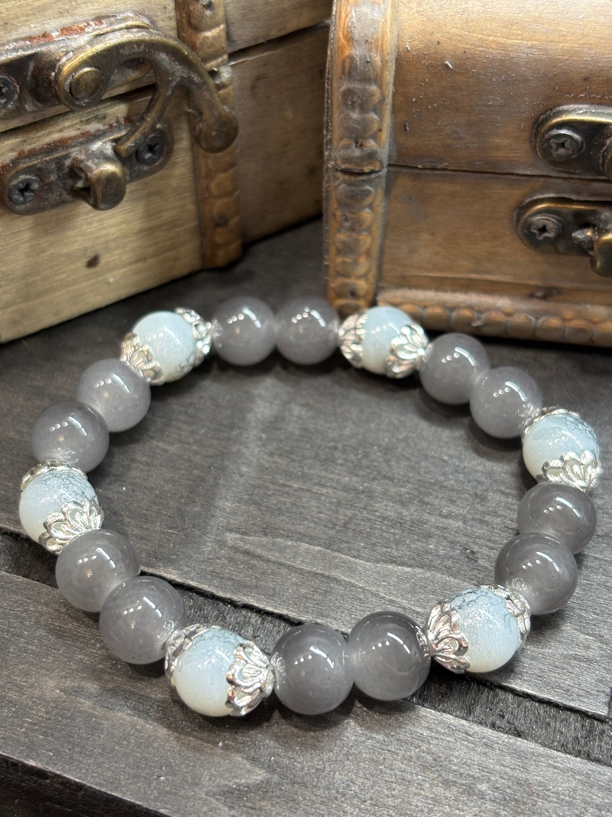 Grace  Handmade Glass Beaded Stretch Bracelet - 3