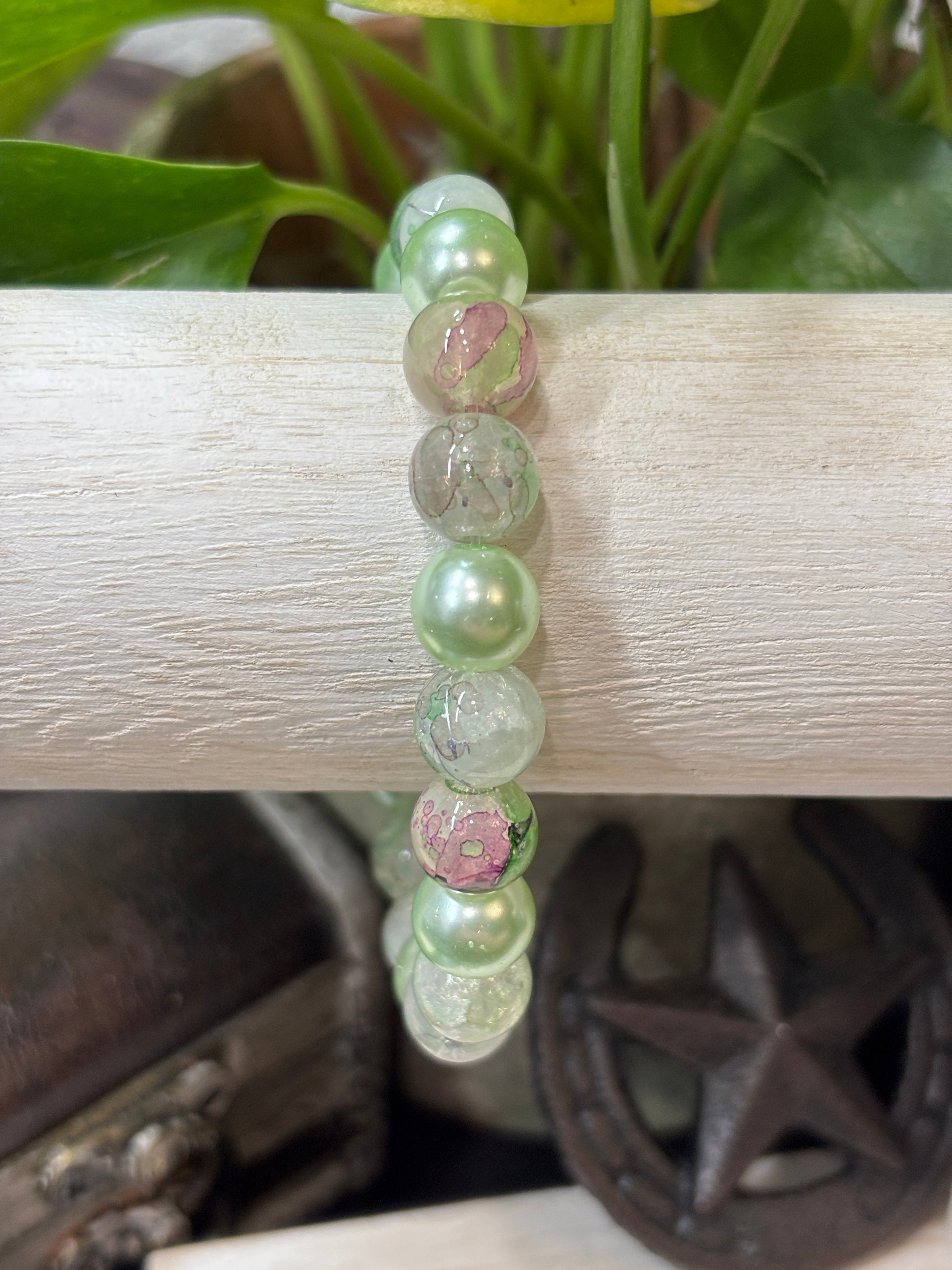 Tori  Handmade Glass Beaded Stretch Bracelet - 4
