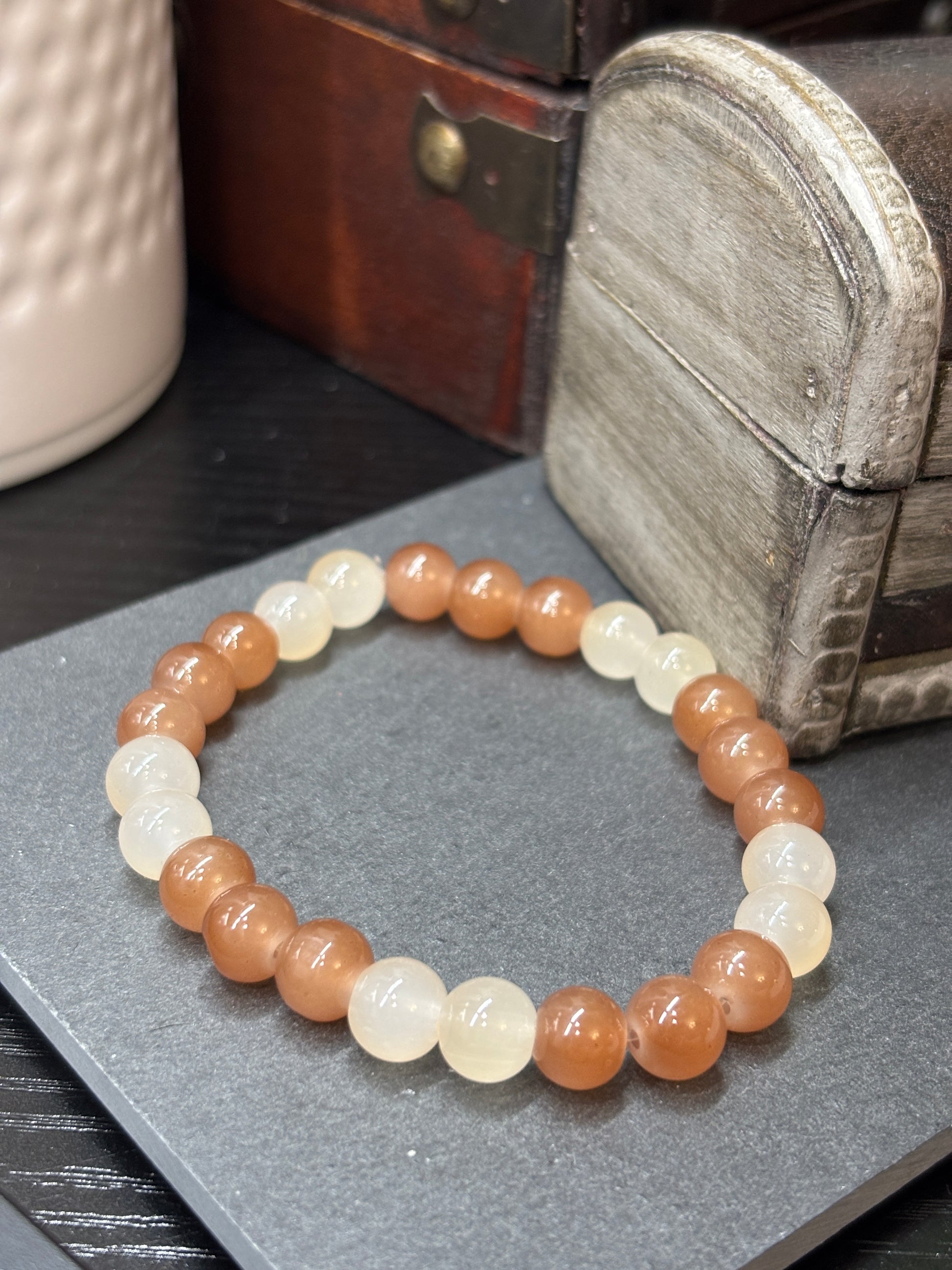 Tawny III  Handmade Glass Beaded Stretch Bracelet - 2
