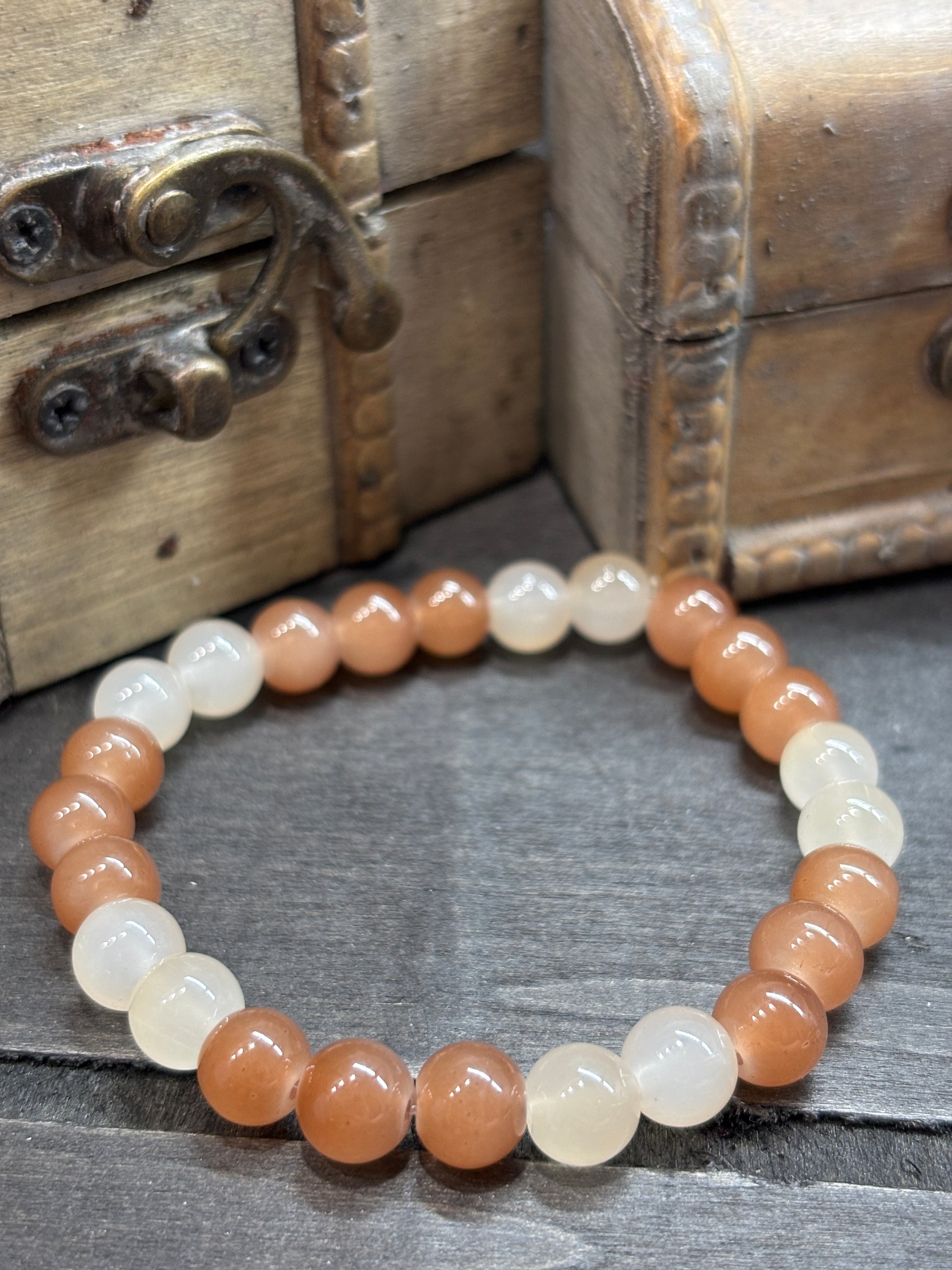 Tawny III  Handmade Glass Beaded Stretch Bracelet - 3