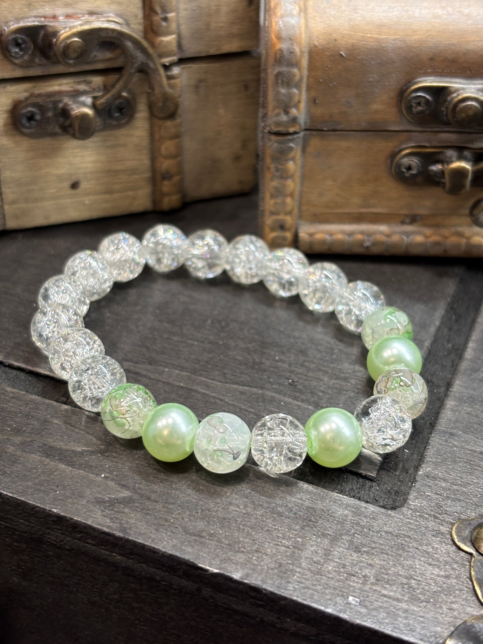 Chastity  Handmade Glass Beaded Stretch Bracelet - 2