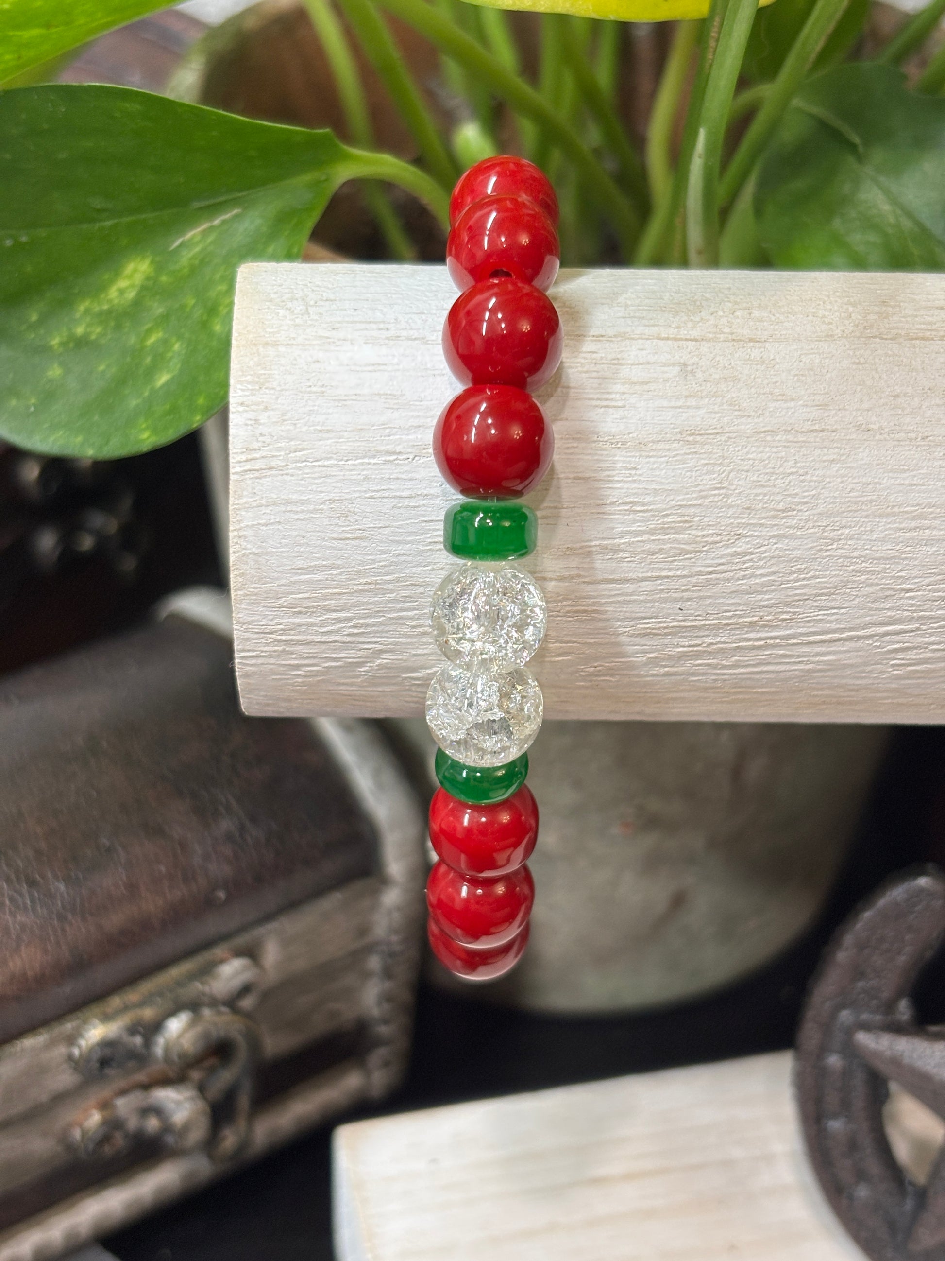 Joy  Handmade Glass Beaded Stretch Bracelet - 2