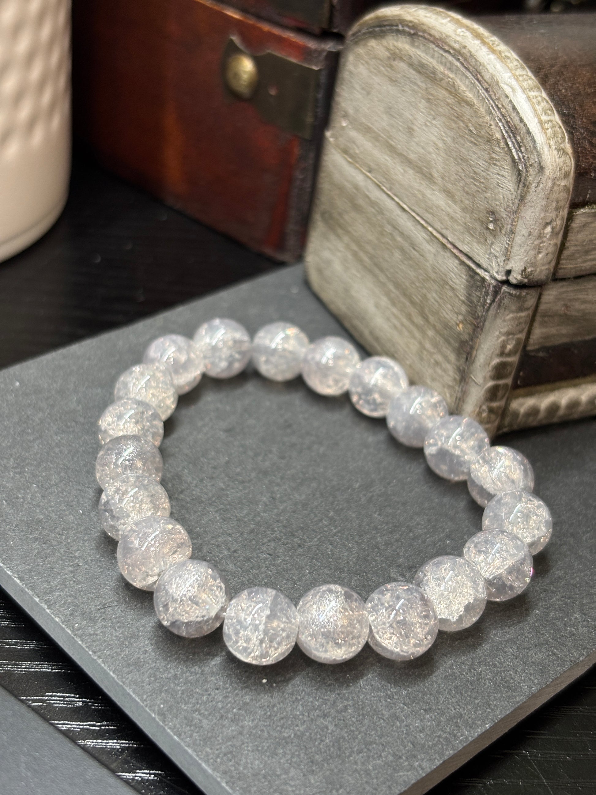 Crystal  Handmade Glass Beaded Stretch Bracelet - 2