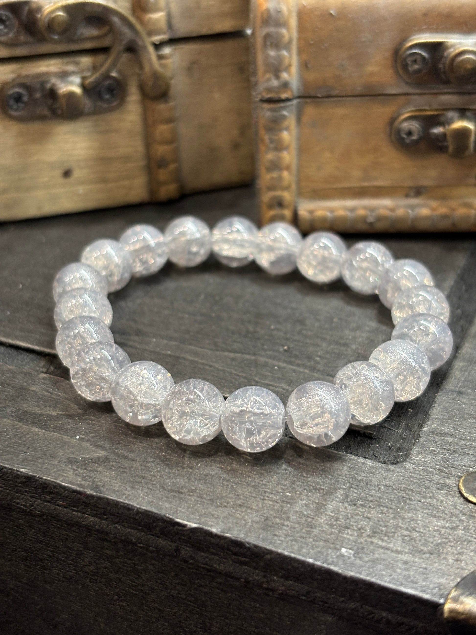 Crystal  Handmade Glass Beaded Stretch Bracelet - 3