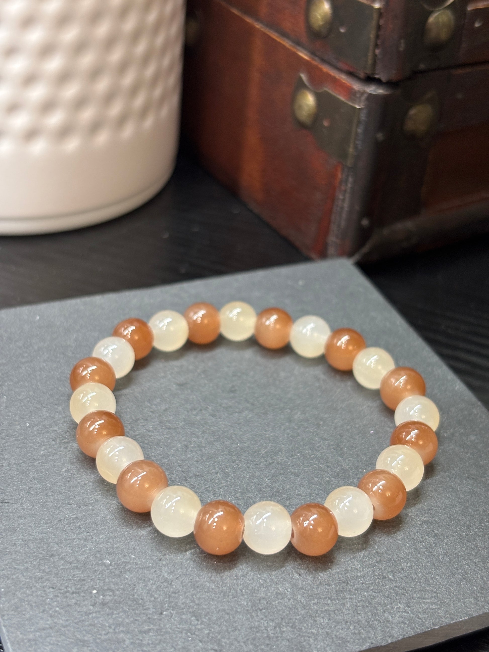 Tawny  Handmade Glass Beaded Stretch Bracelet - 2