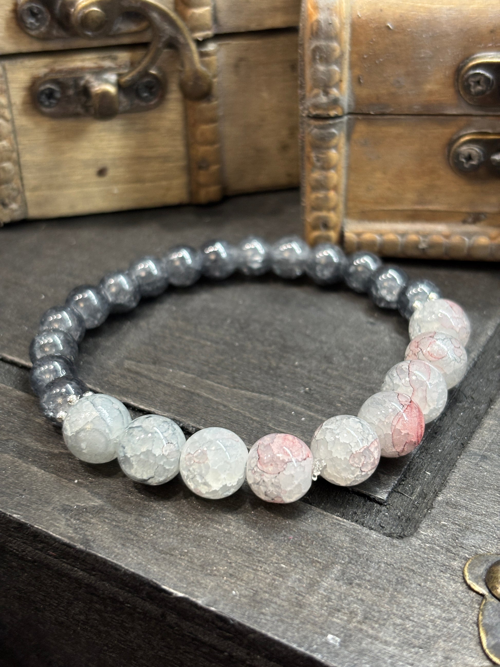 Maribeth II  Handmade Glass Beaded Stretch Bracelet - 2