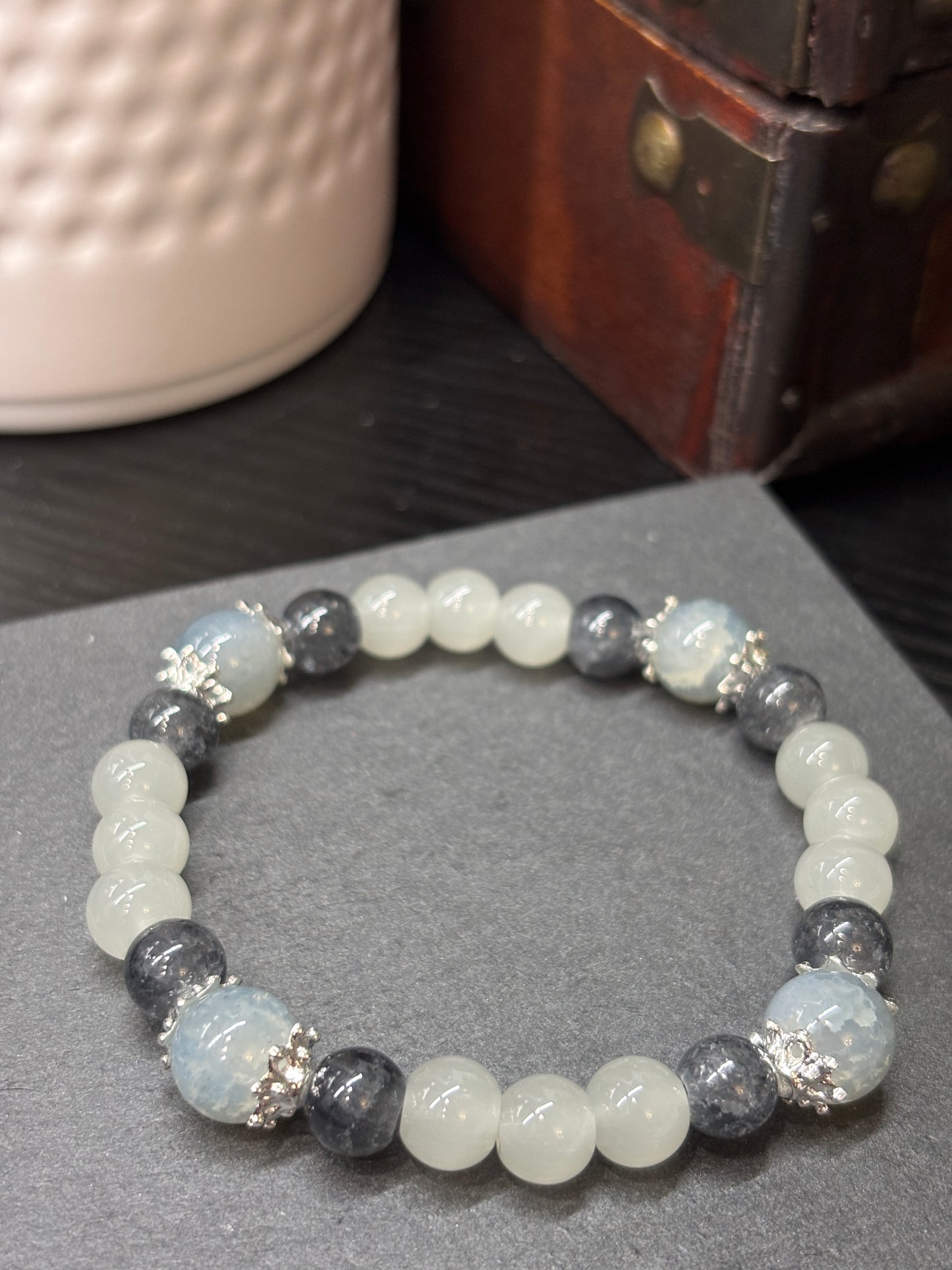 "Grace II" - Handmade Glass Beaded Stretch Bracelet