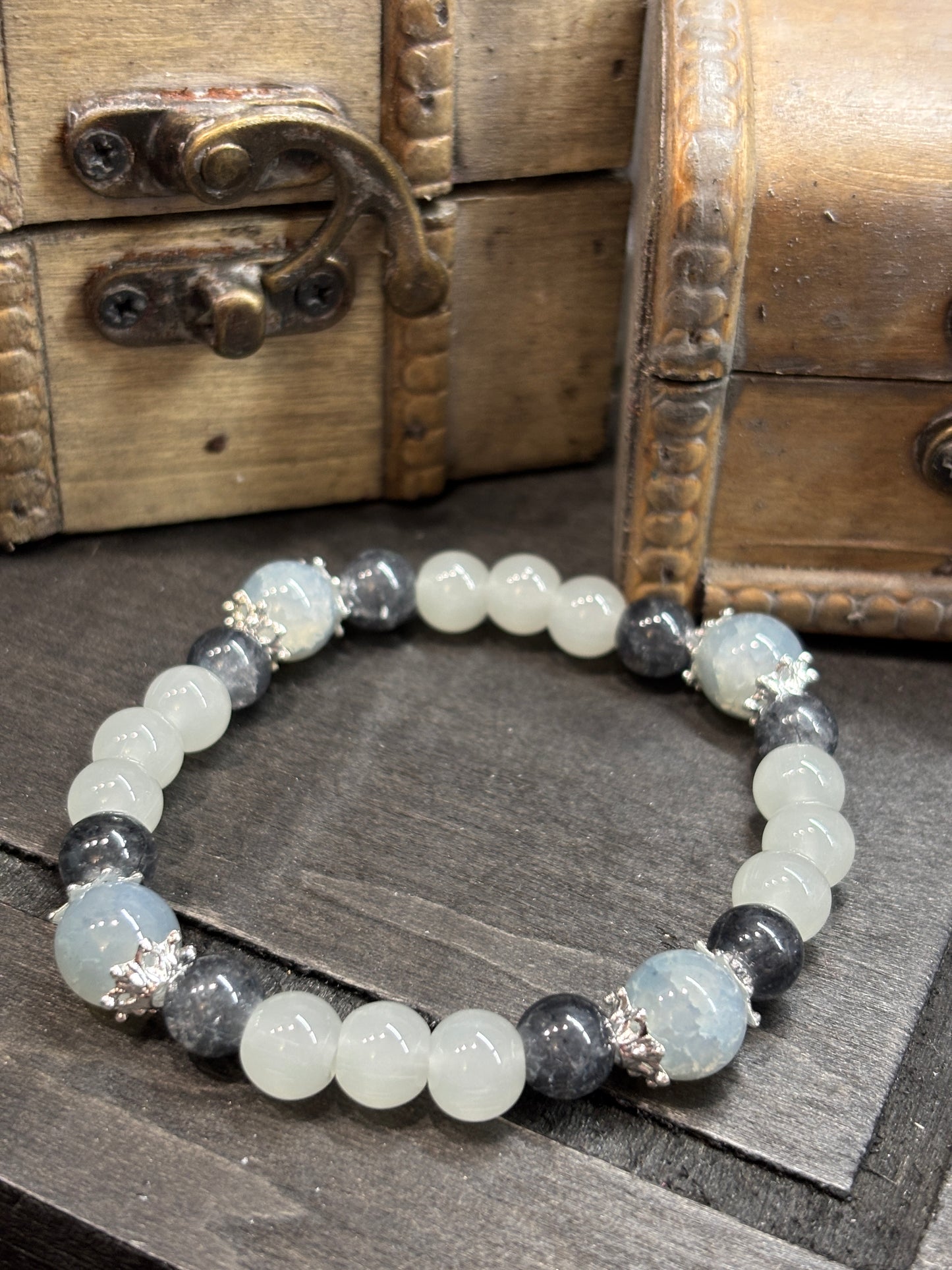 "Grace II" - Handmade Glass Beaded Stretch Bracelet