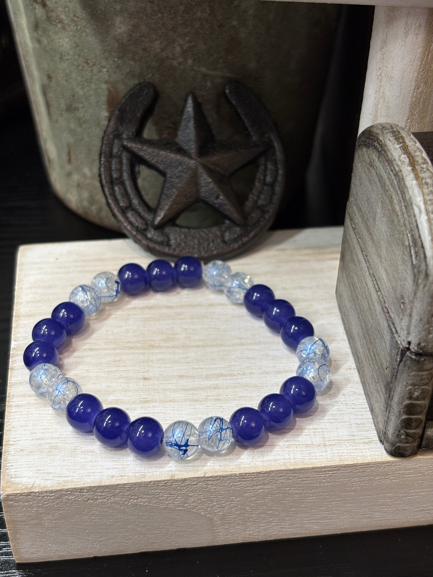 "Becky II" - Handmade Glass Beaded Stretch Bracelet