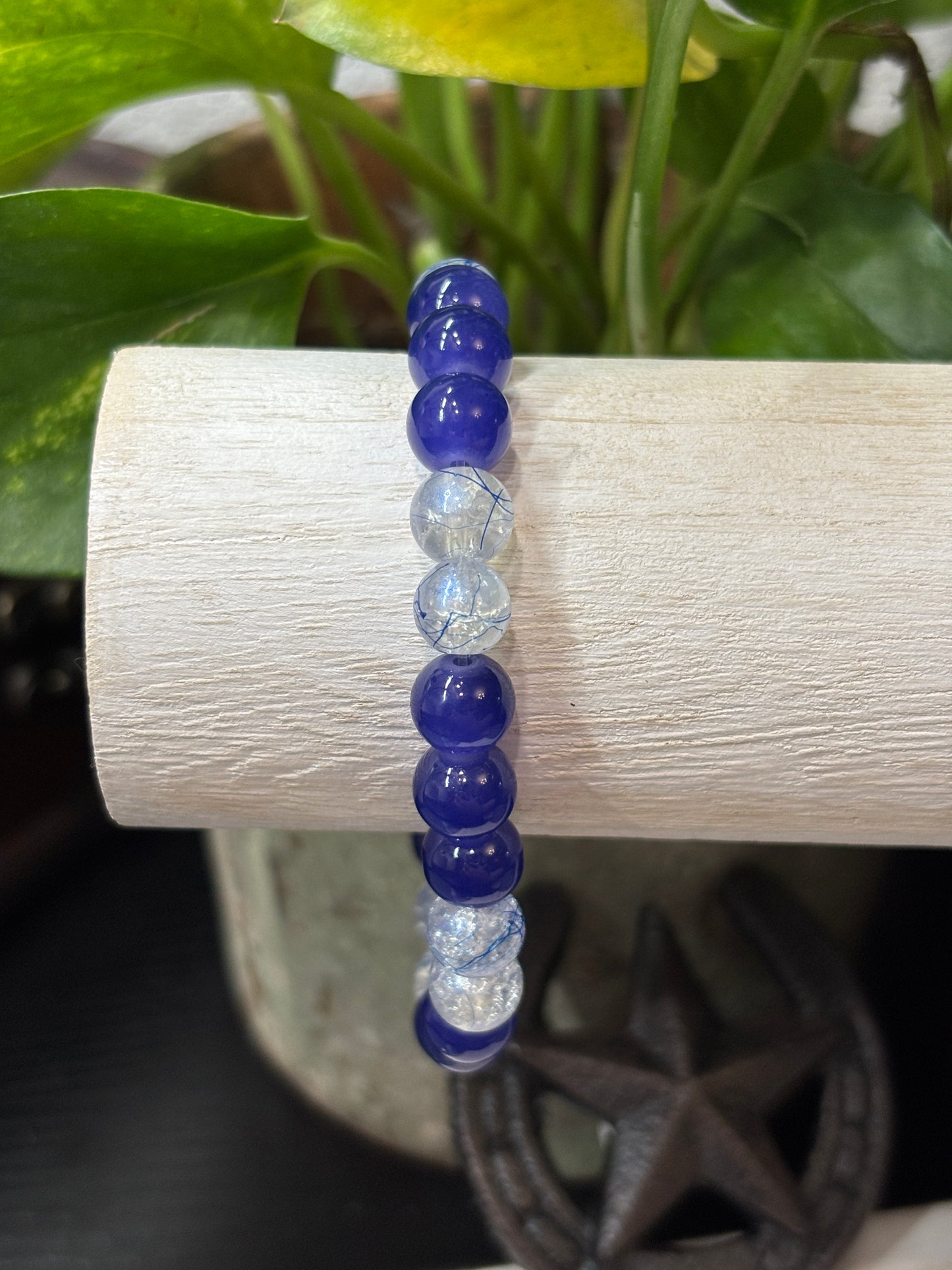 "Becky II" - Handmade Glass Beaded Stretch Bracelet