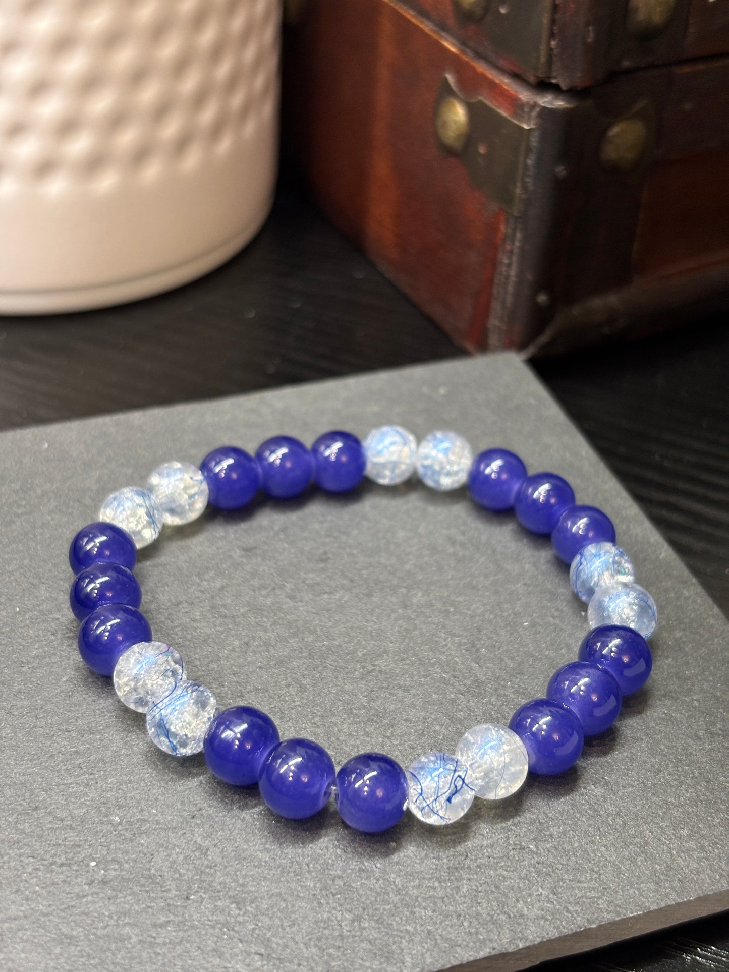 "Becky II" - Handmade Glass Beaded Stretch Bracelet