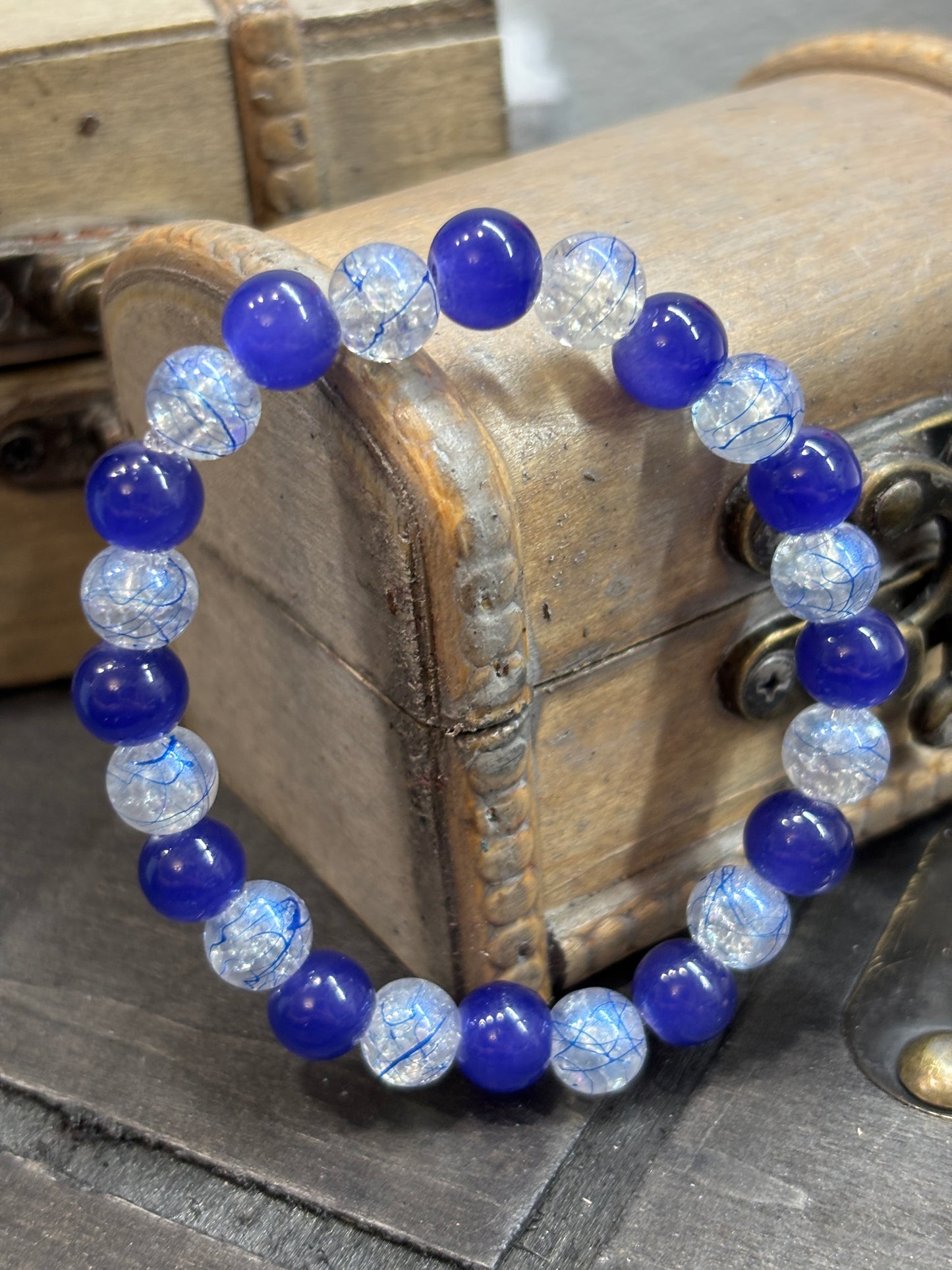 "Becky" - Handmade Glass Beaded Stretch Bracelet