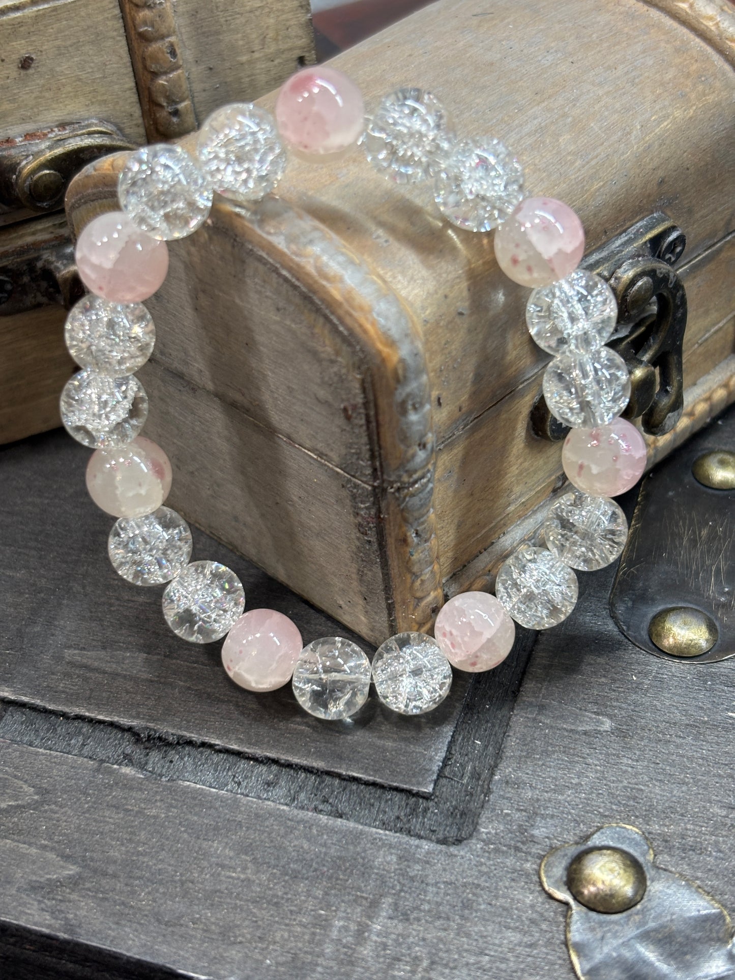 "Melanie II" - Handmade Glass Beaded Stretch Bracelet