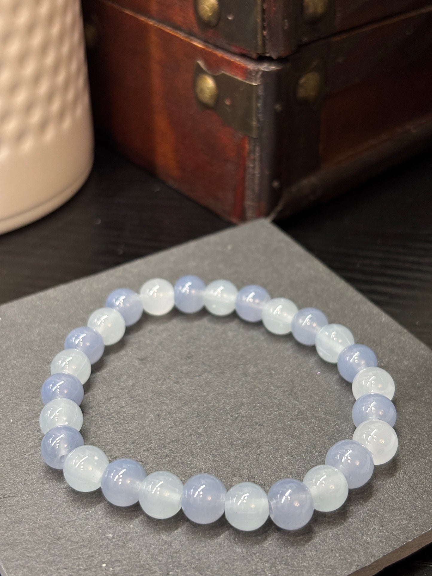 "Gail" - Handmade Glass Beaded Stretch Bracelet