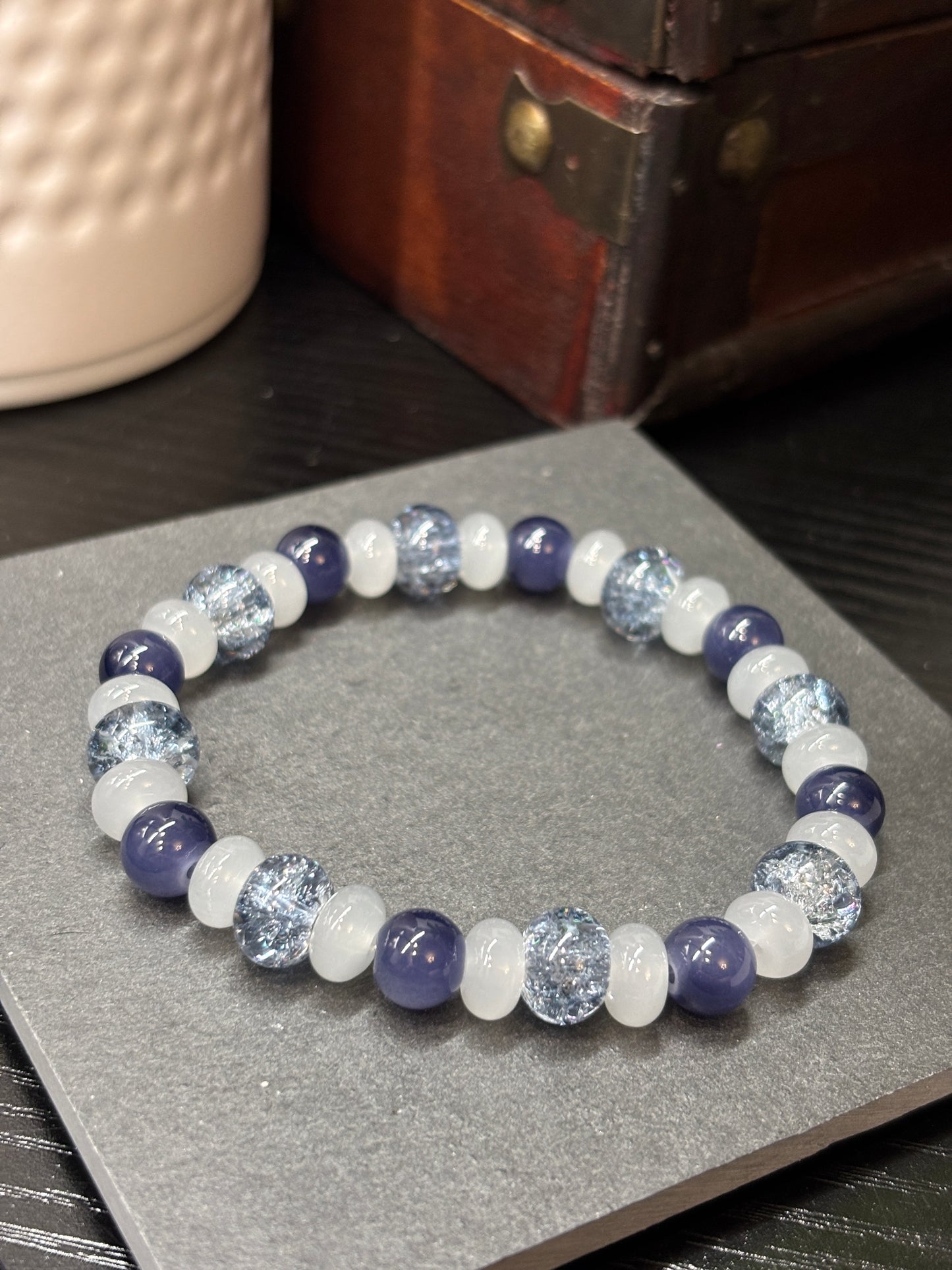 "Natalie" - Handmade Glass Beaded Stretch Bracelet
