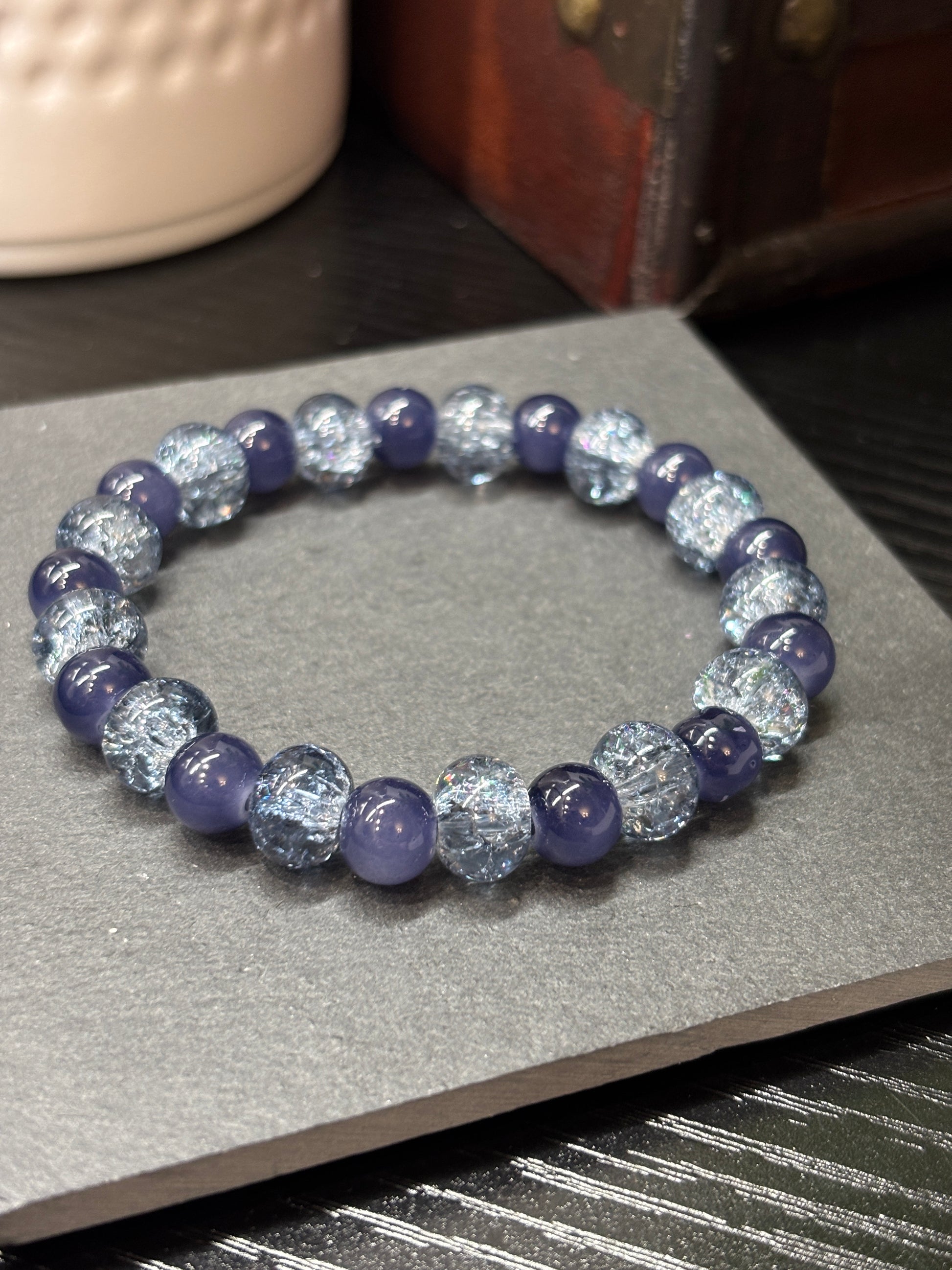 Natalie II  Handmade Glass Beaded Stretch Bracelet - 2