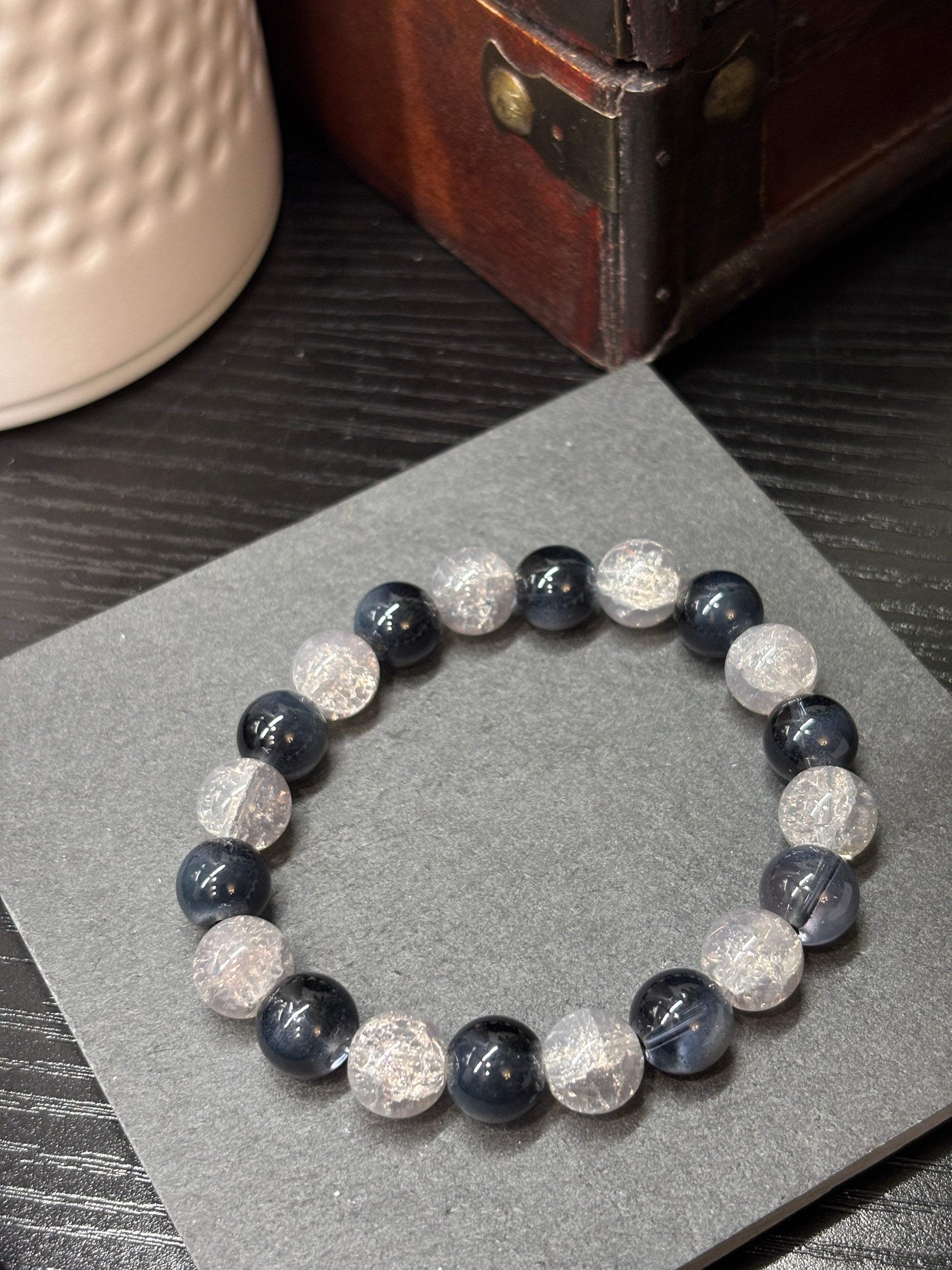 Iris III  Handmade Glass Beaded Stretch Bracelet - 2