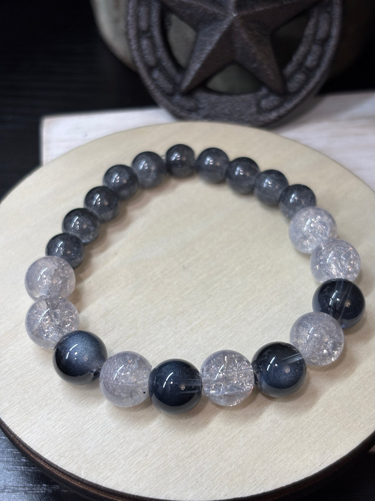 "Iris" - Handmade Glass Beaded Stretch Bracelet