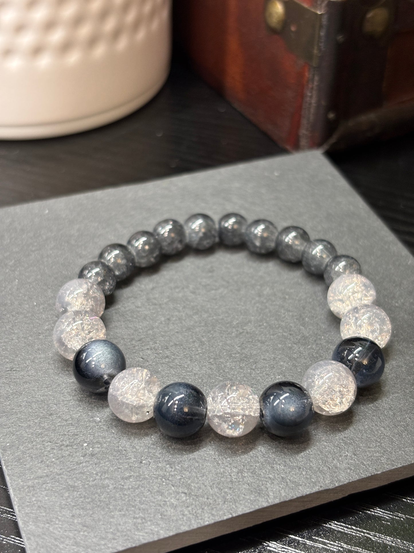"Iris" - Handmade Glass Beaded Stretch Bracelet