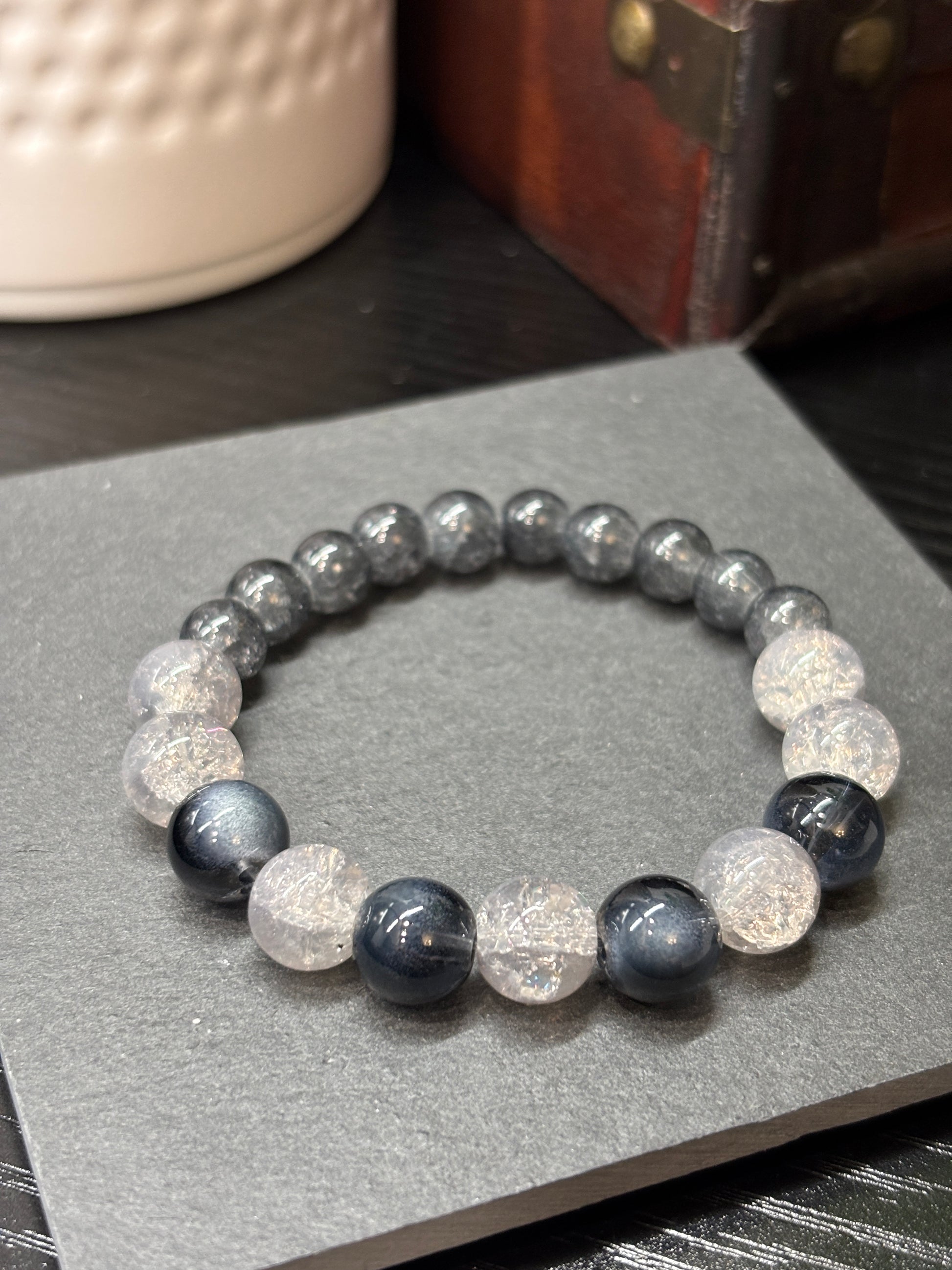 Iris  Handmade Glass Beaded Stretch Bracelet - 2